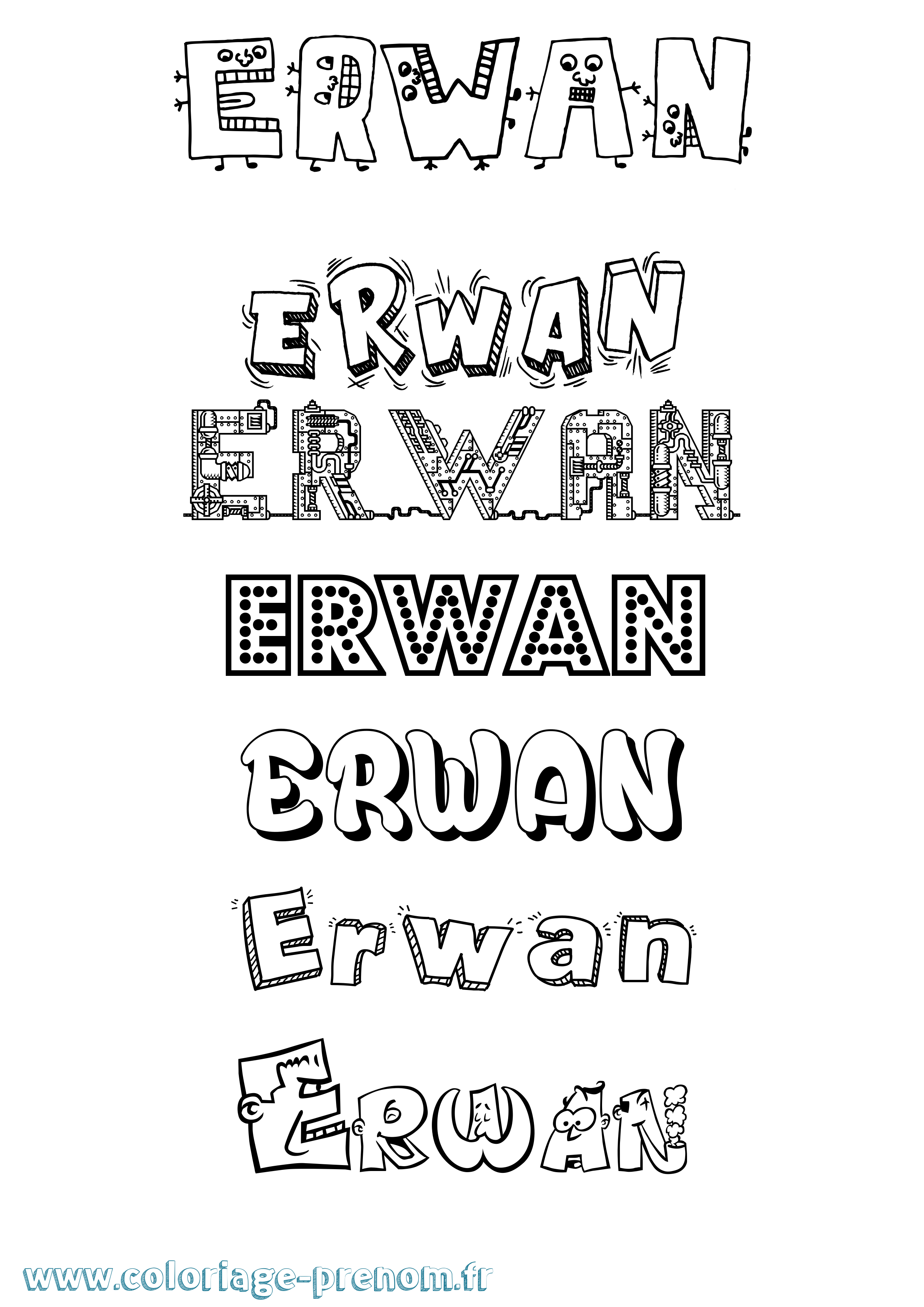 Coloriage Erwan Fun Coloriage prénom Erwan Fun