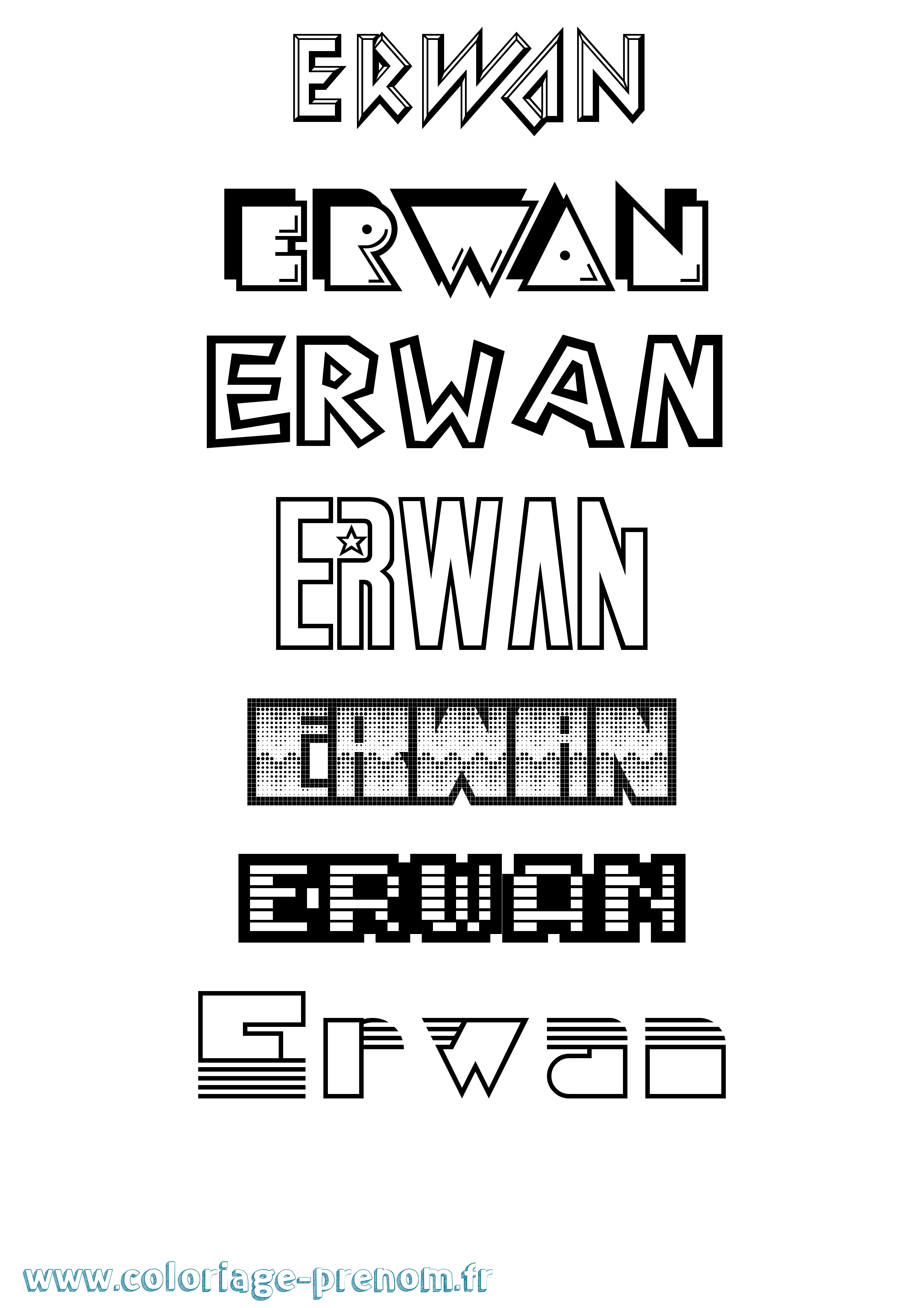 Coloriage prénom Erwan