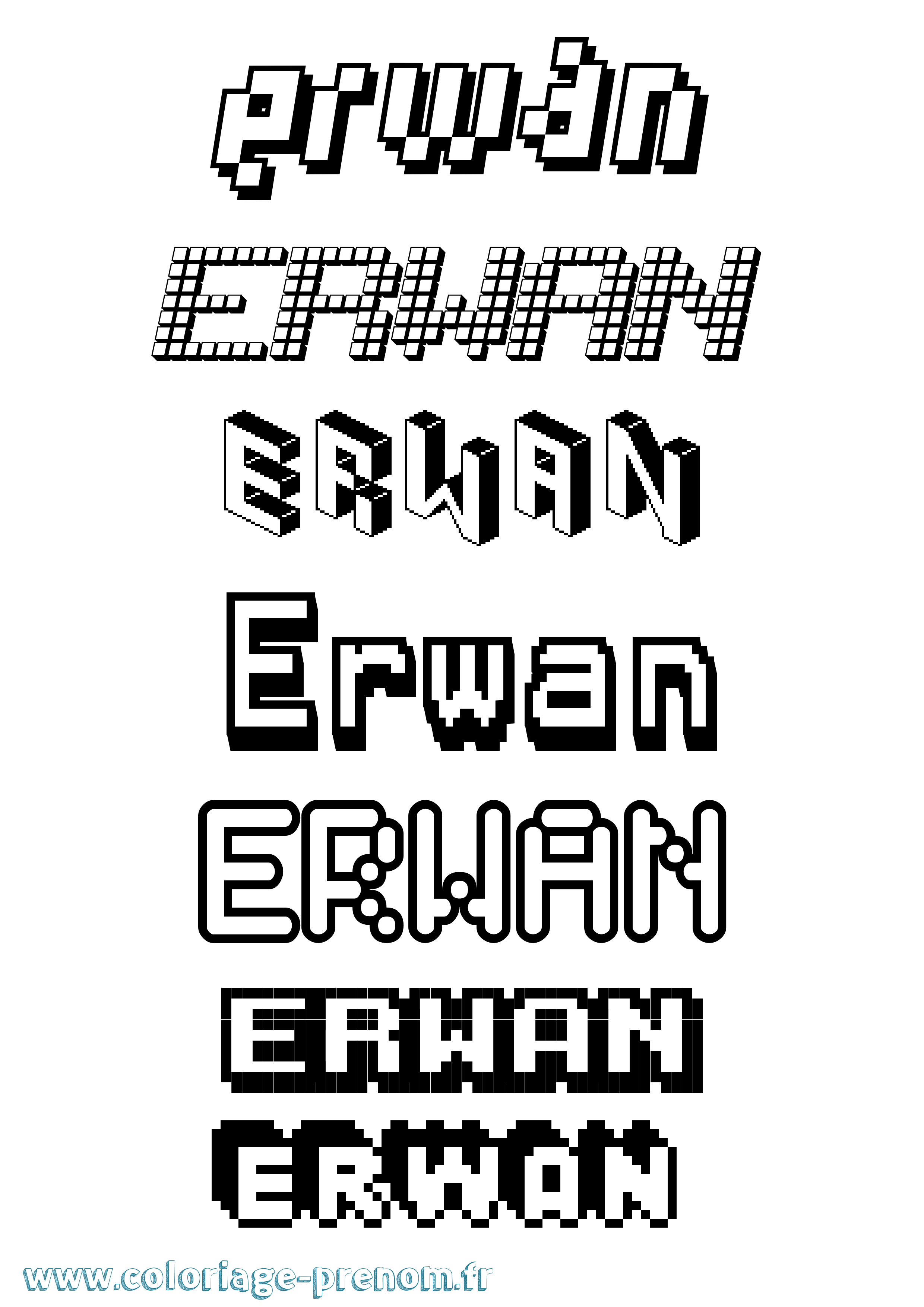 Coloriage Erwan Pixel Coloriage prénom Erwan Pixel