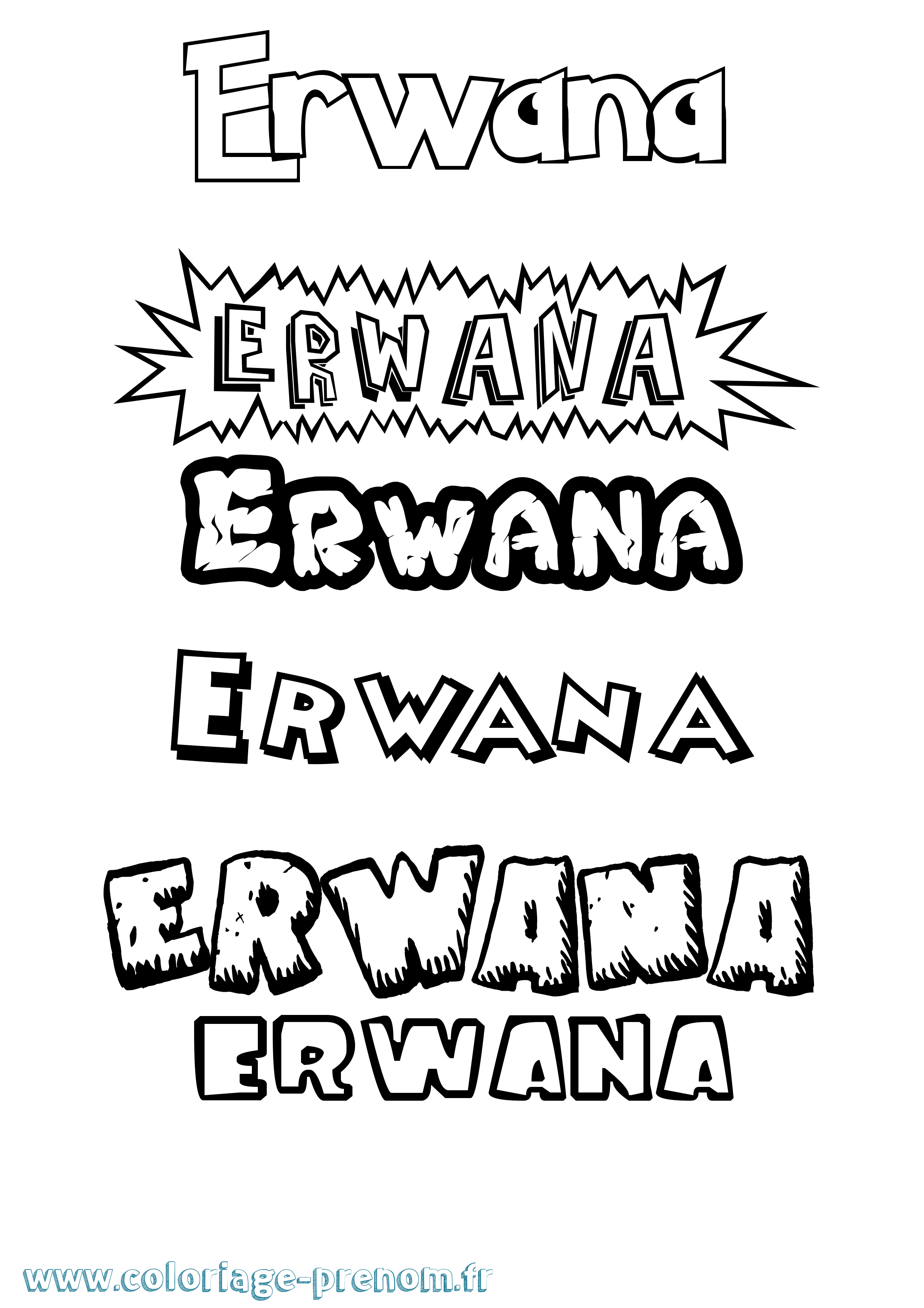 Coloriage prénom Erwana Dessin Animé
