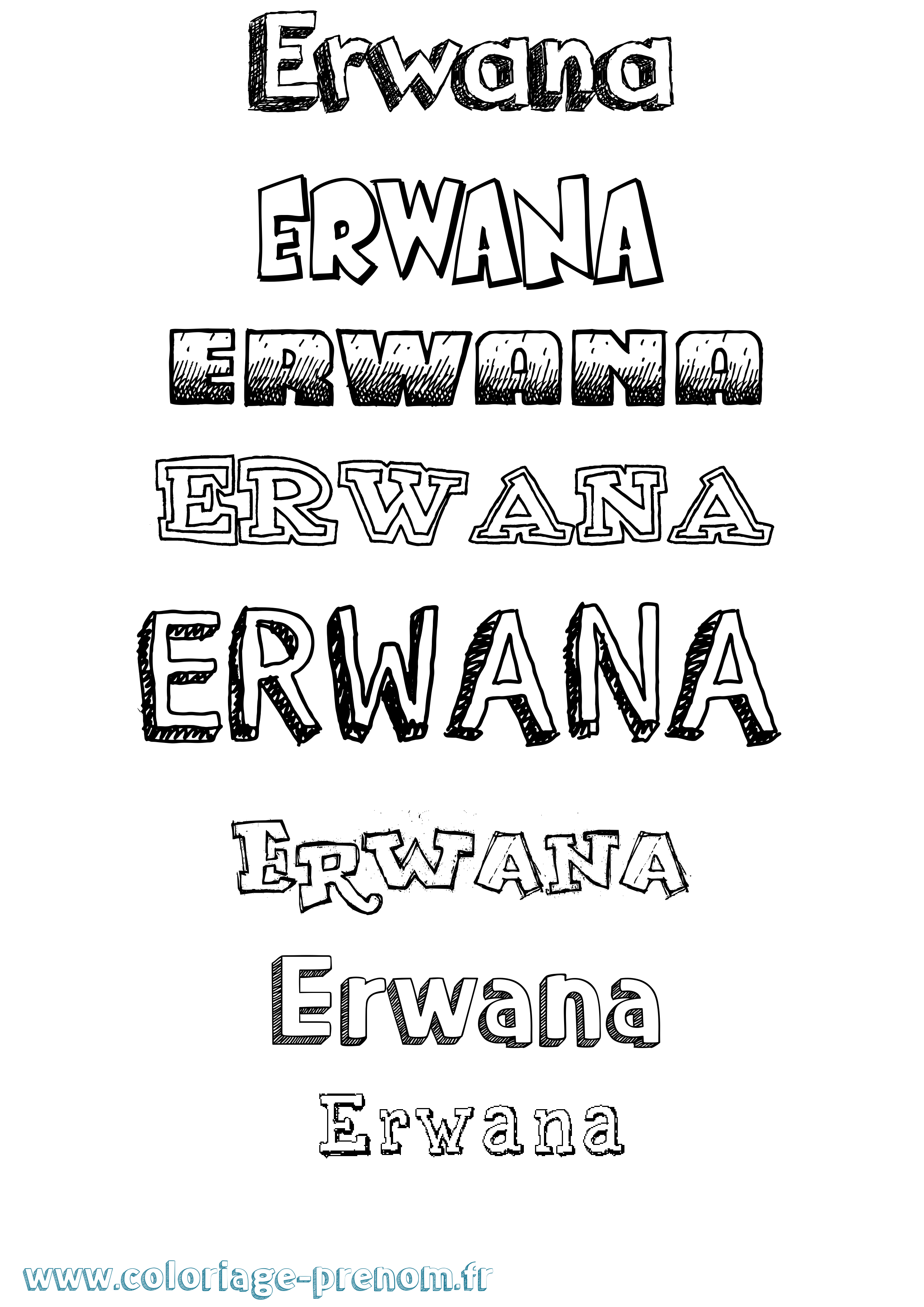 Coloriage prénom Erwana Dessiné