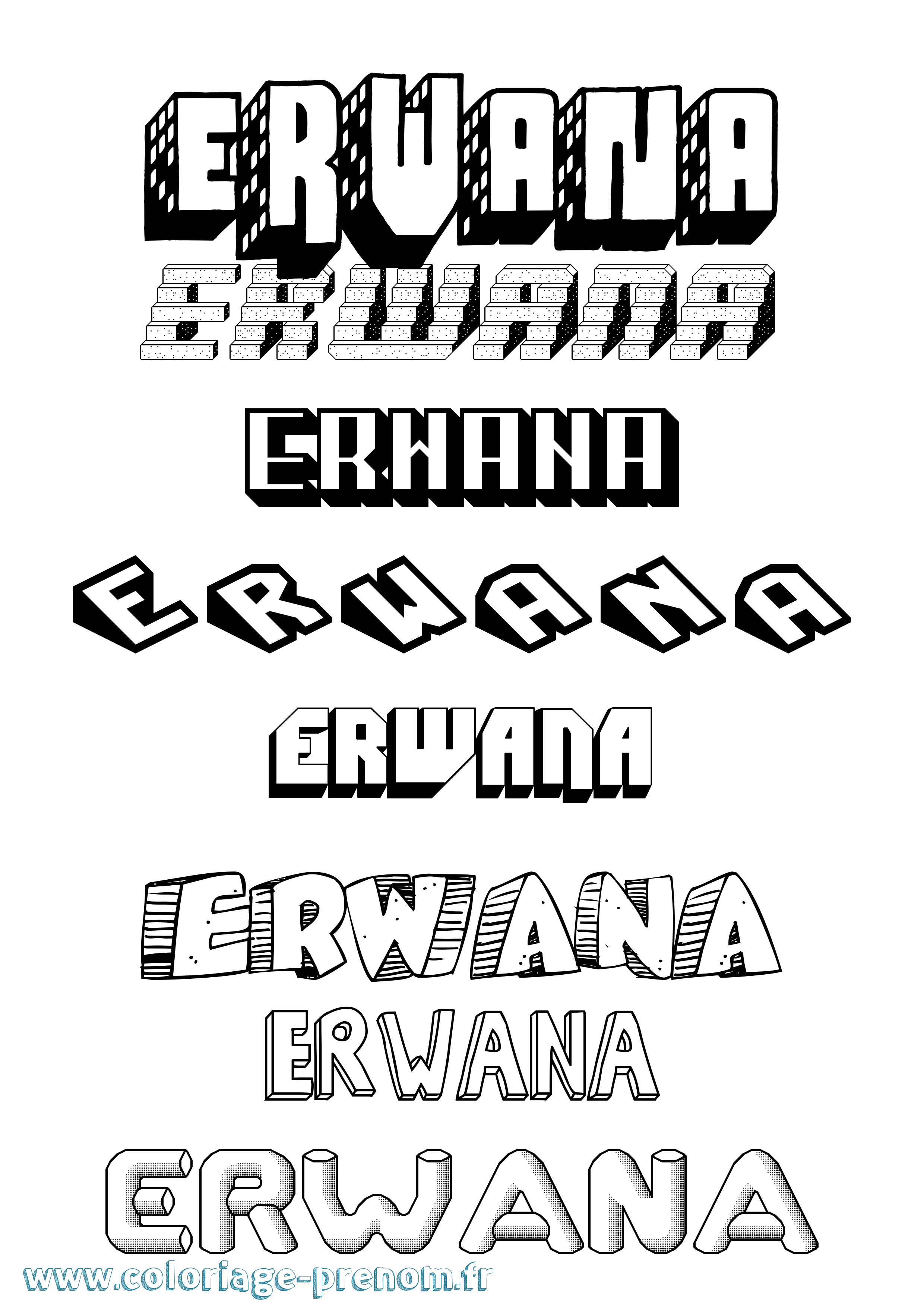 Coloriage prénom Erwana Effet 3D