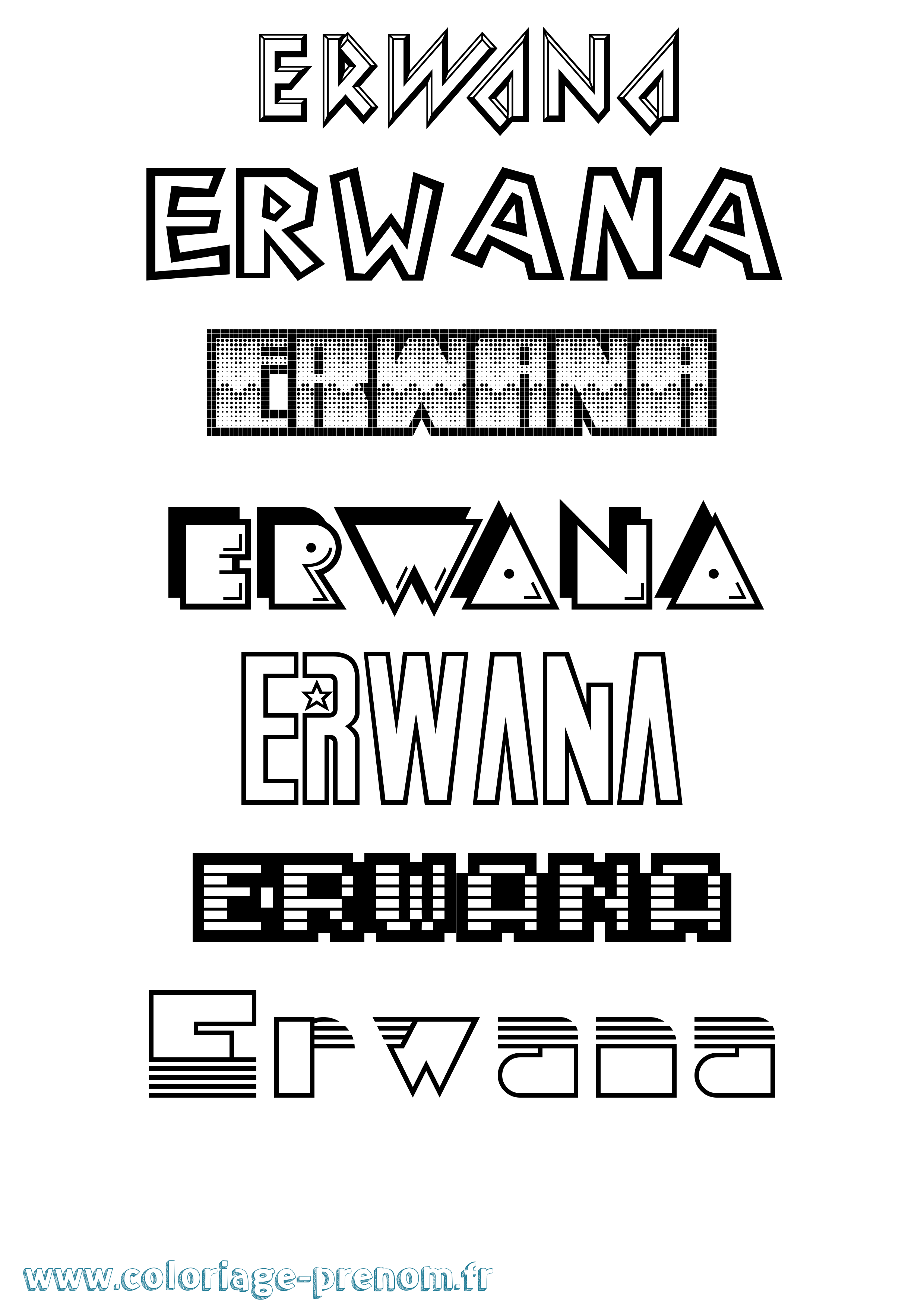 Coloriage prénom Erwana Jeux Vidéos