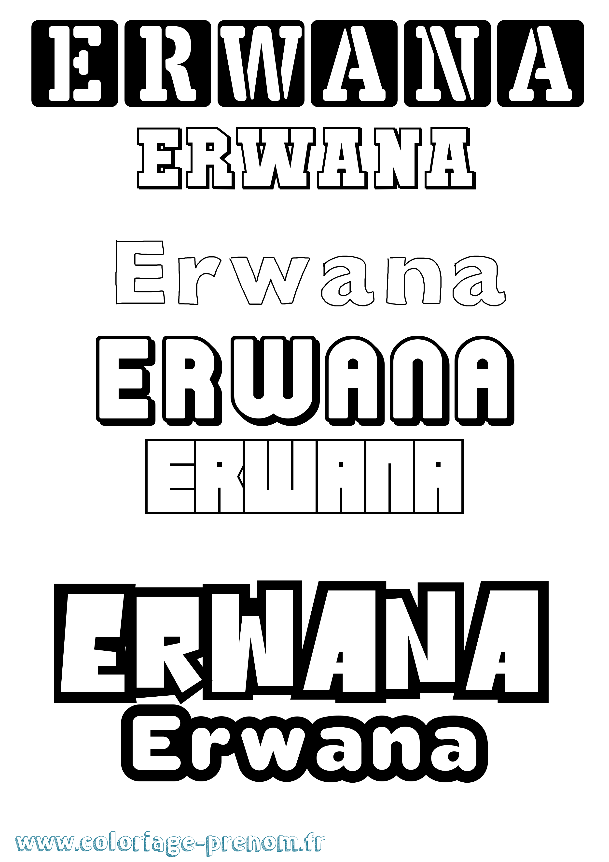 Coloriage prénom Erwana Simple