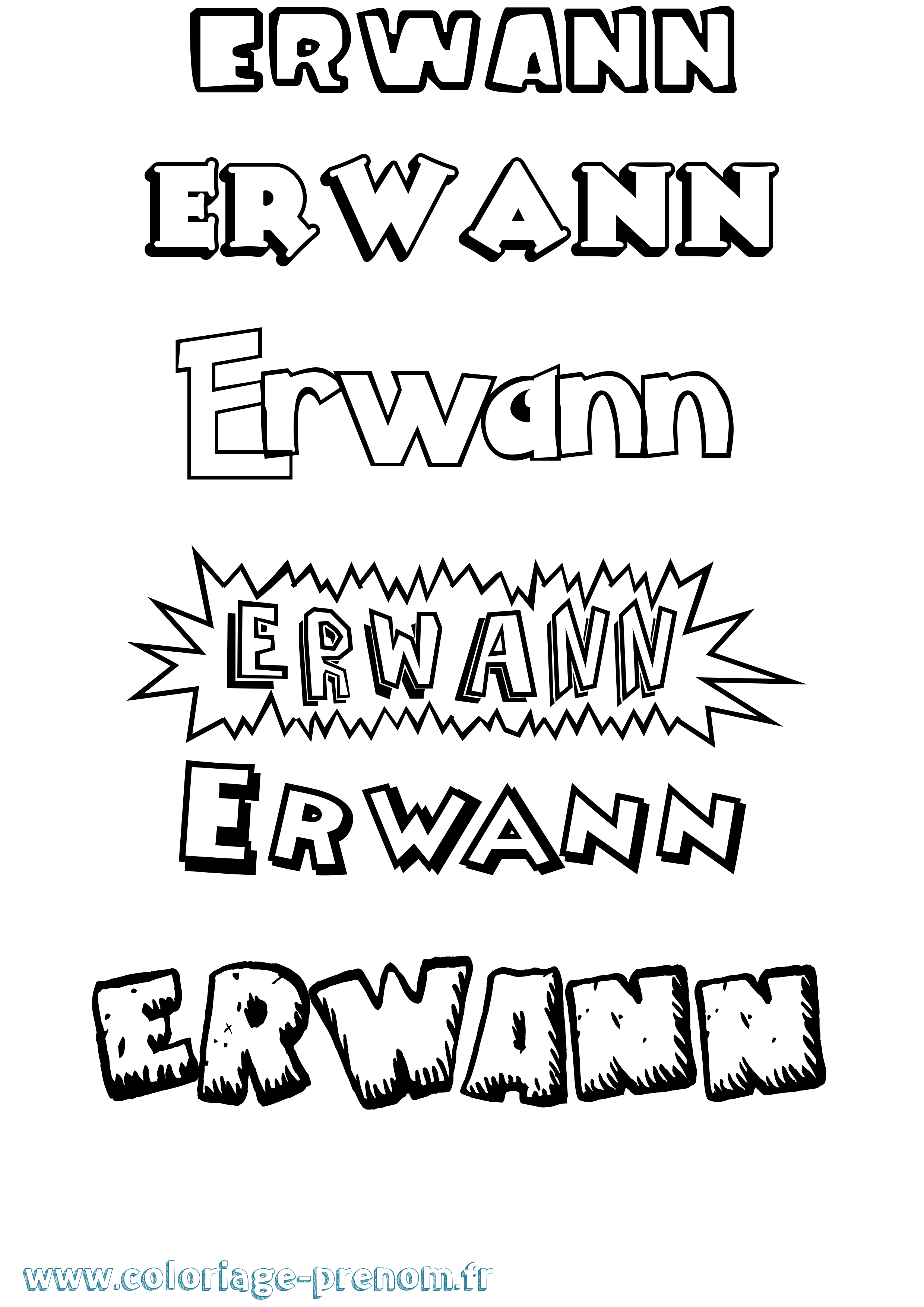Coloriage prénom Erwann Dessin Animé