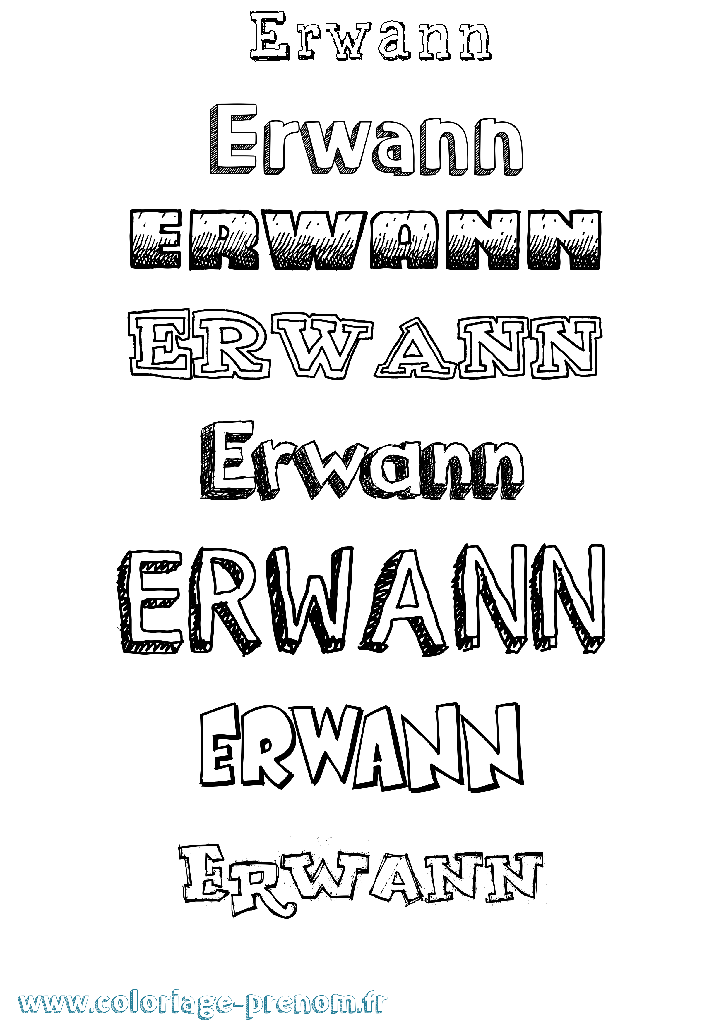 Coloriage prénom Erwann Dessiné