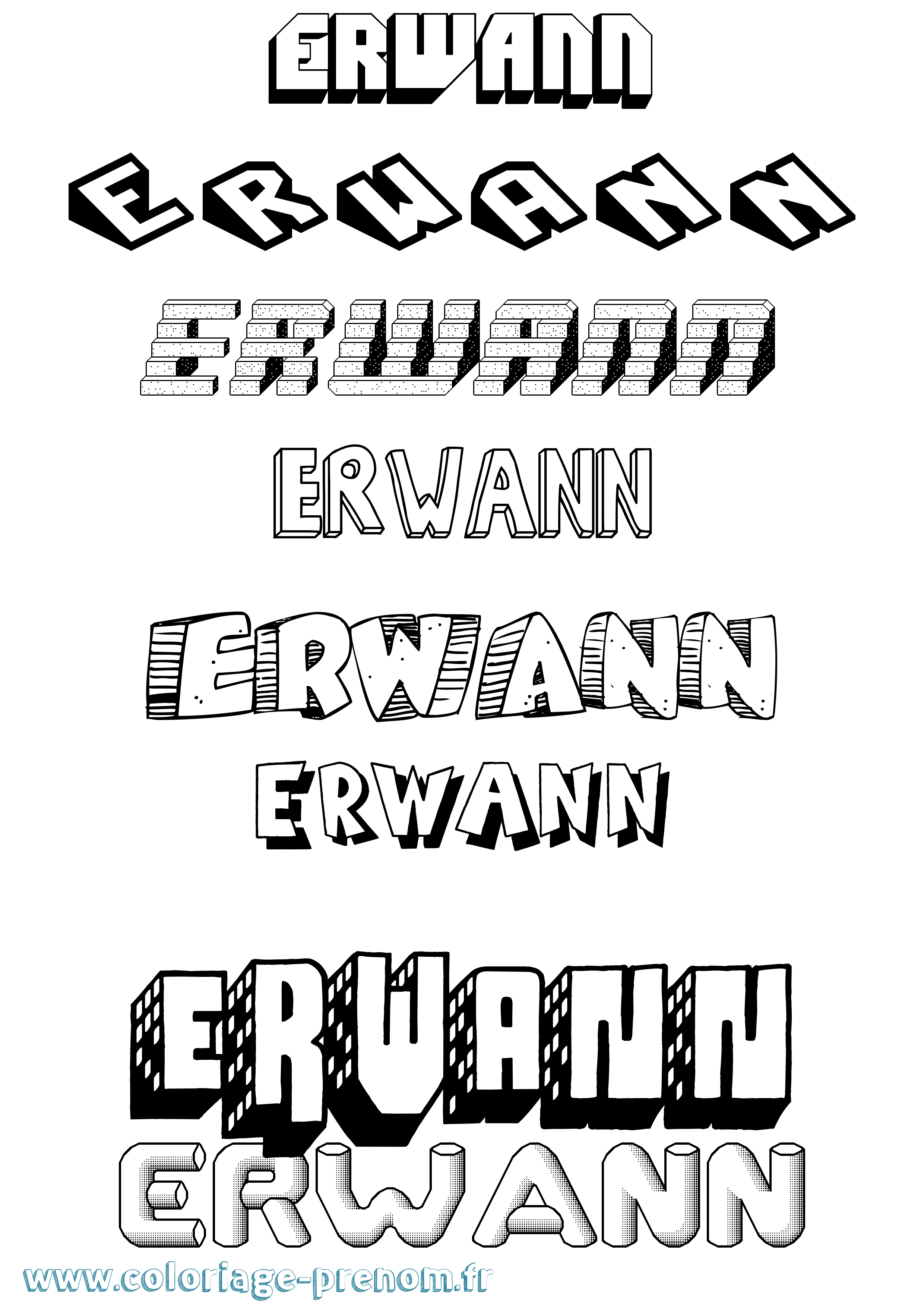 Coloriage prénom Erwann