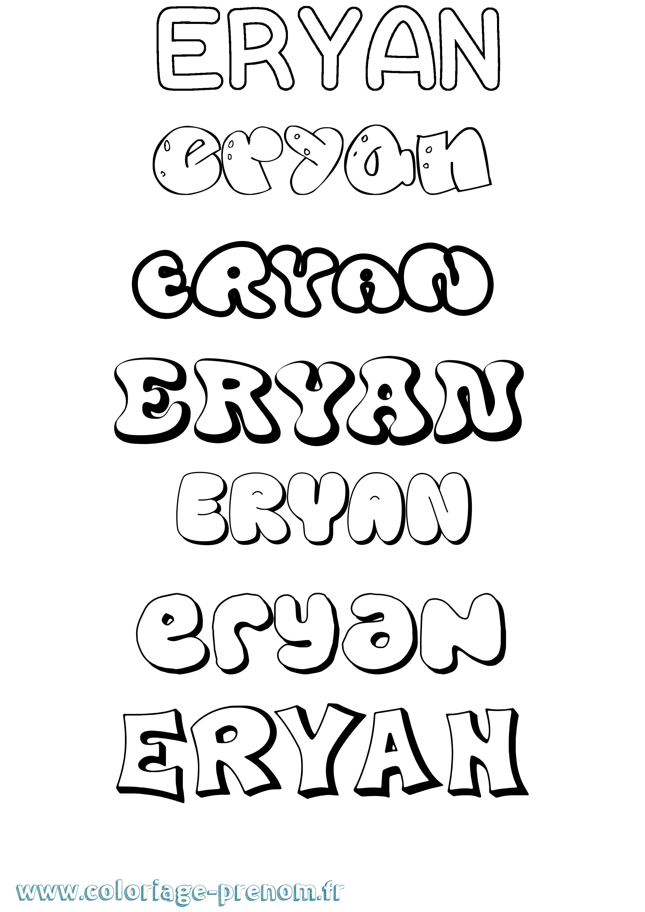 Coloriage Eryan Bubble Coloriage prénom Eryan Bubble