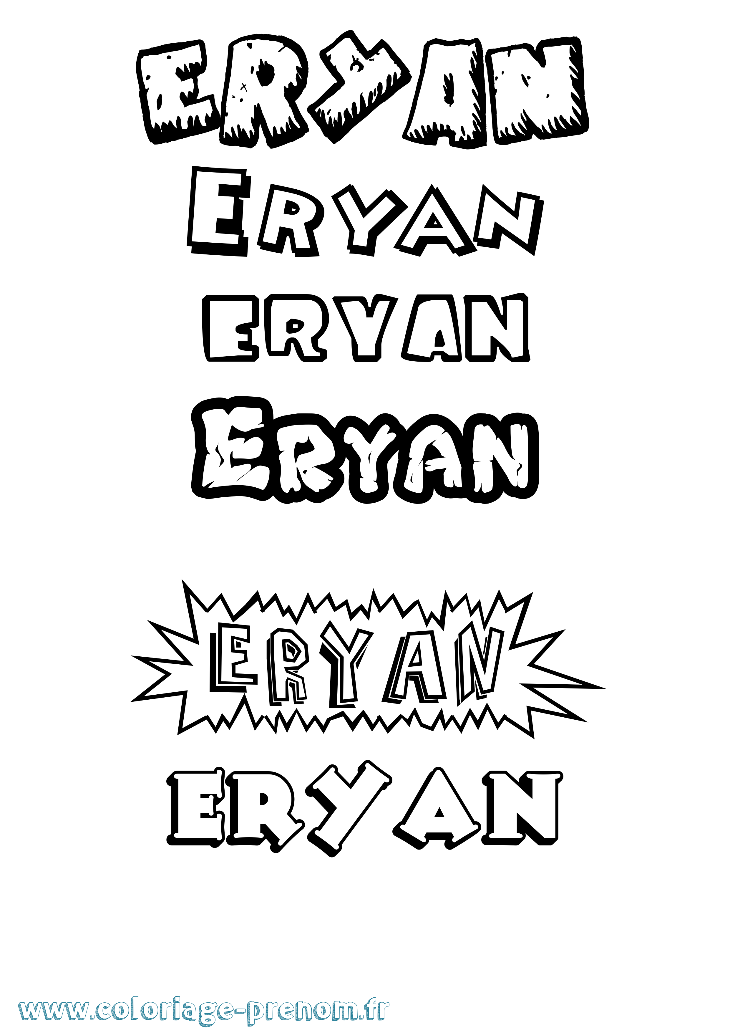 Coloriage Eryan Dessin Animé Coloriage prénom Eryan Dessin Animé