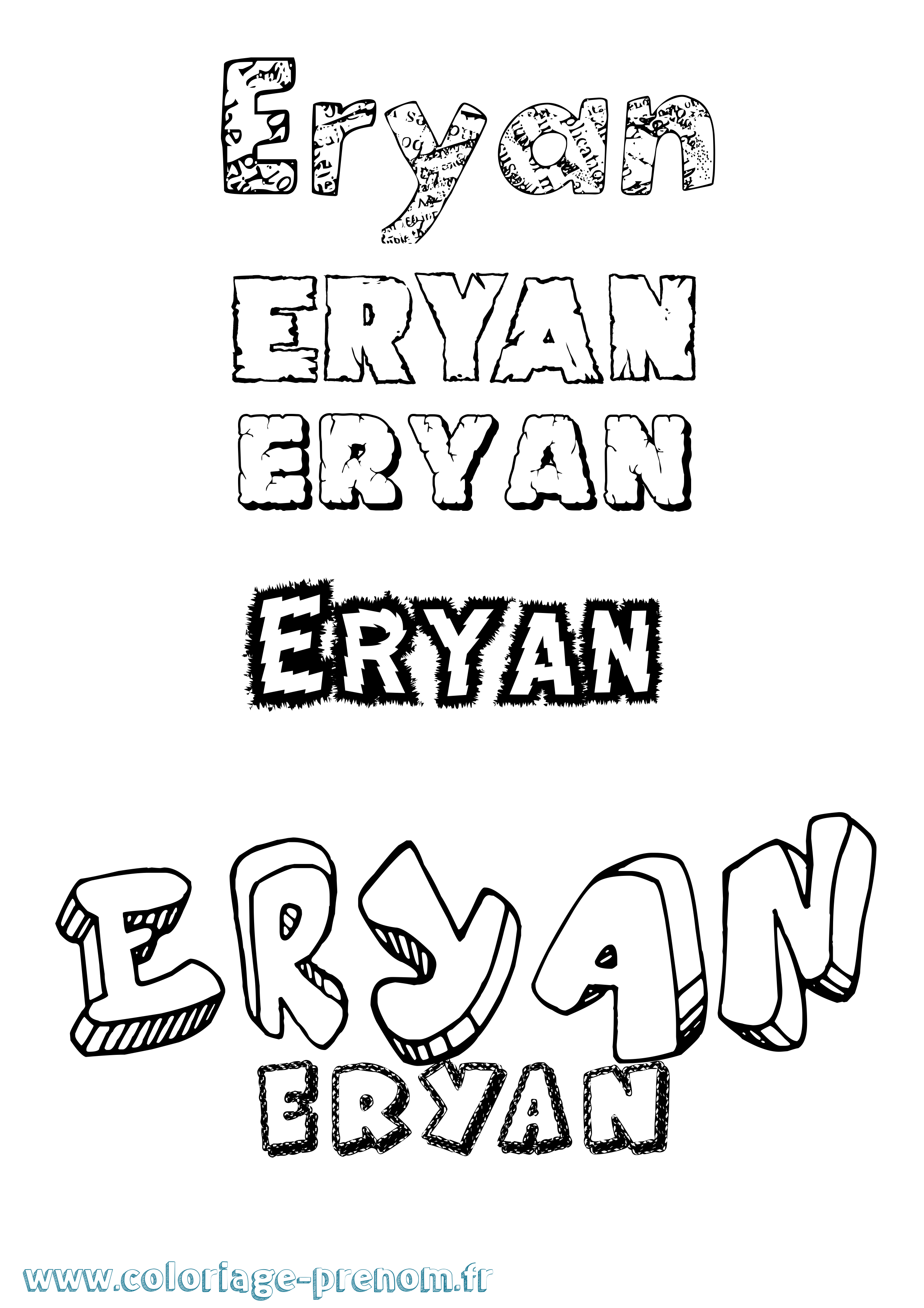 Coloriage Eryan Destructuré Coloriage prénom Eryan Destructuré