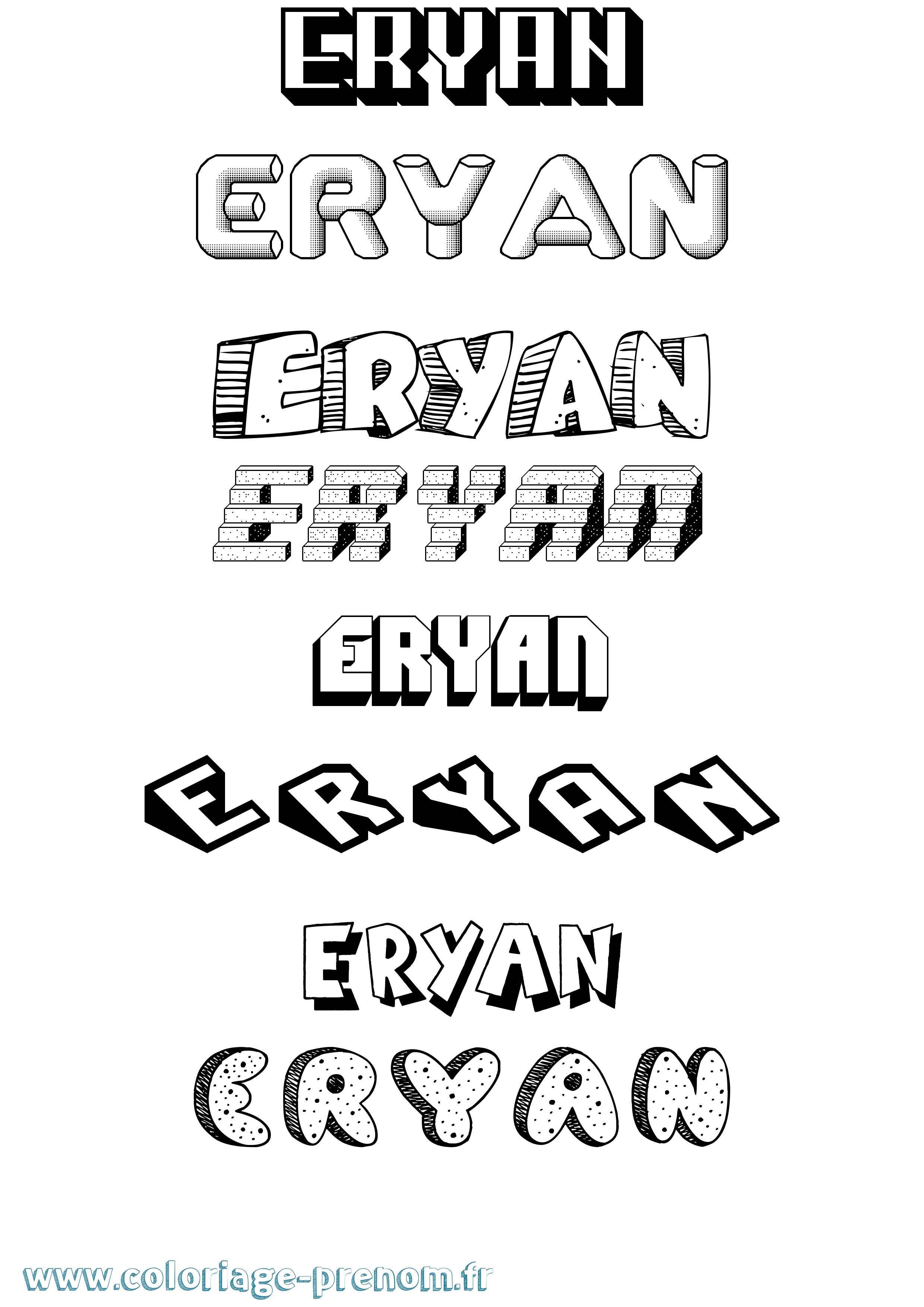 Coloriage Eryan Effet 3D Coloriage prénom Eryan Effet 3D