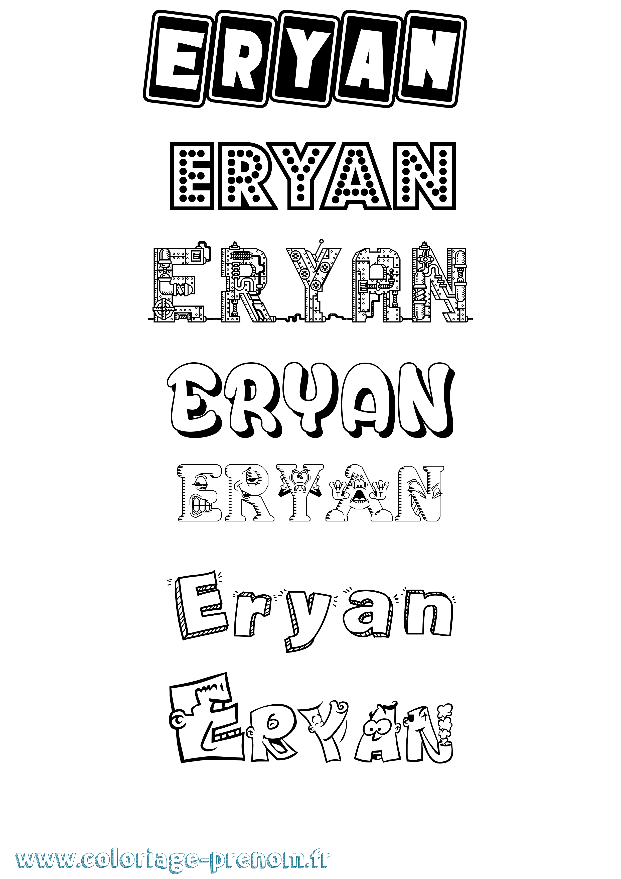 Coloriage Eryan Fun Coloriage prénom Eryan Fun
