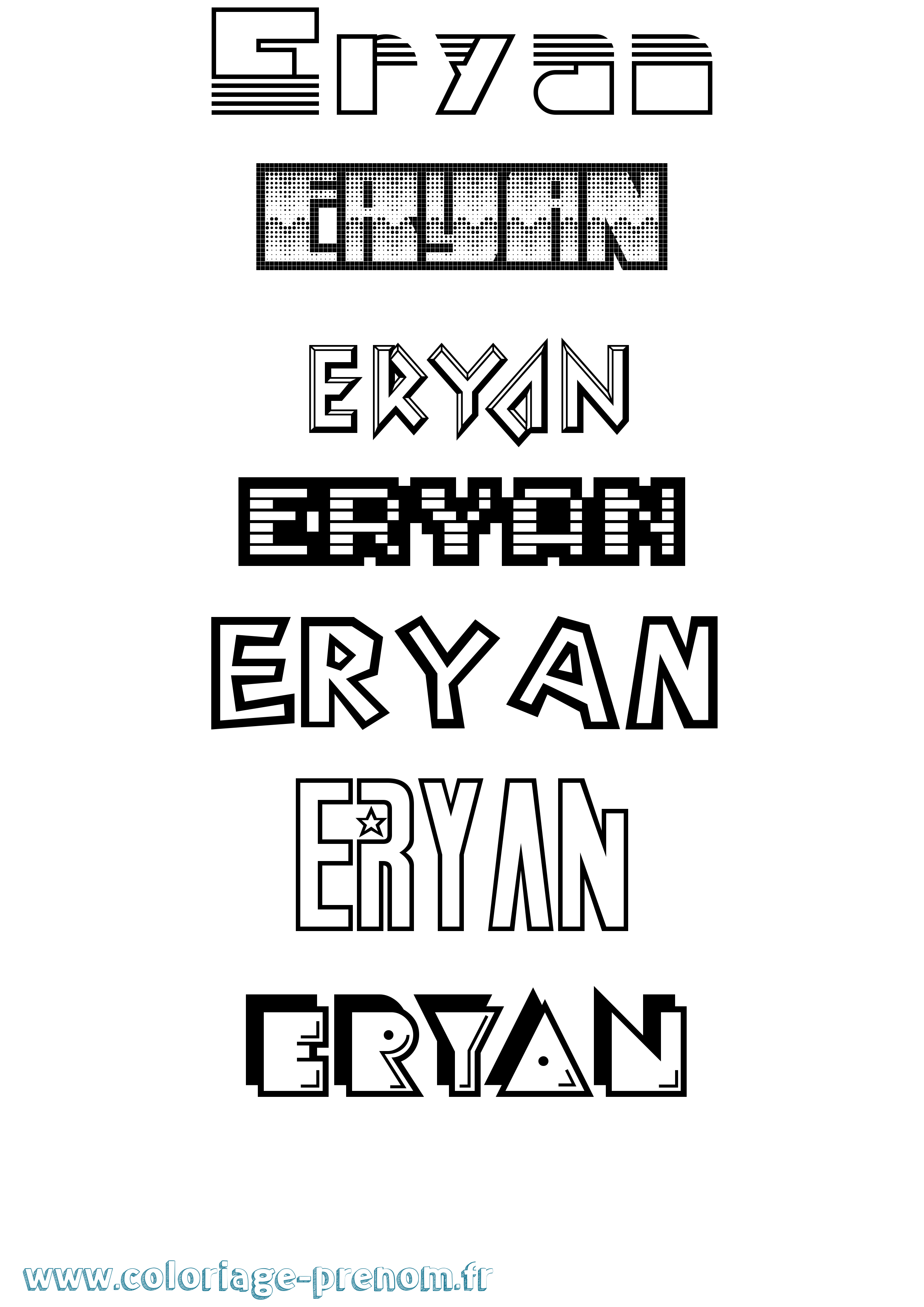 Coloriage Eryan Jeux Vidéos Coloriage prénom Eryan Jeux Vidéos