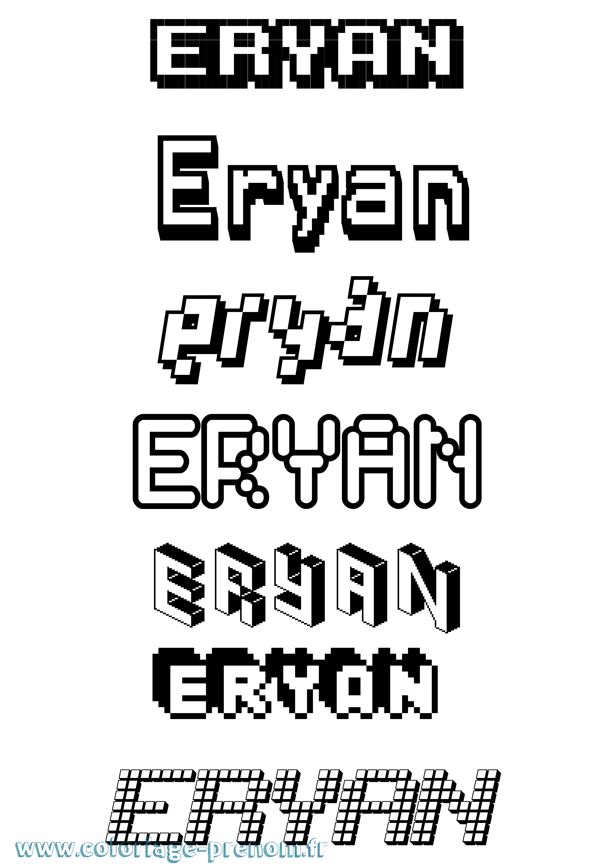 Coloriage Eryan Pixel Coloriage prénom Eryan Pixel