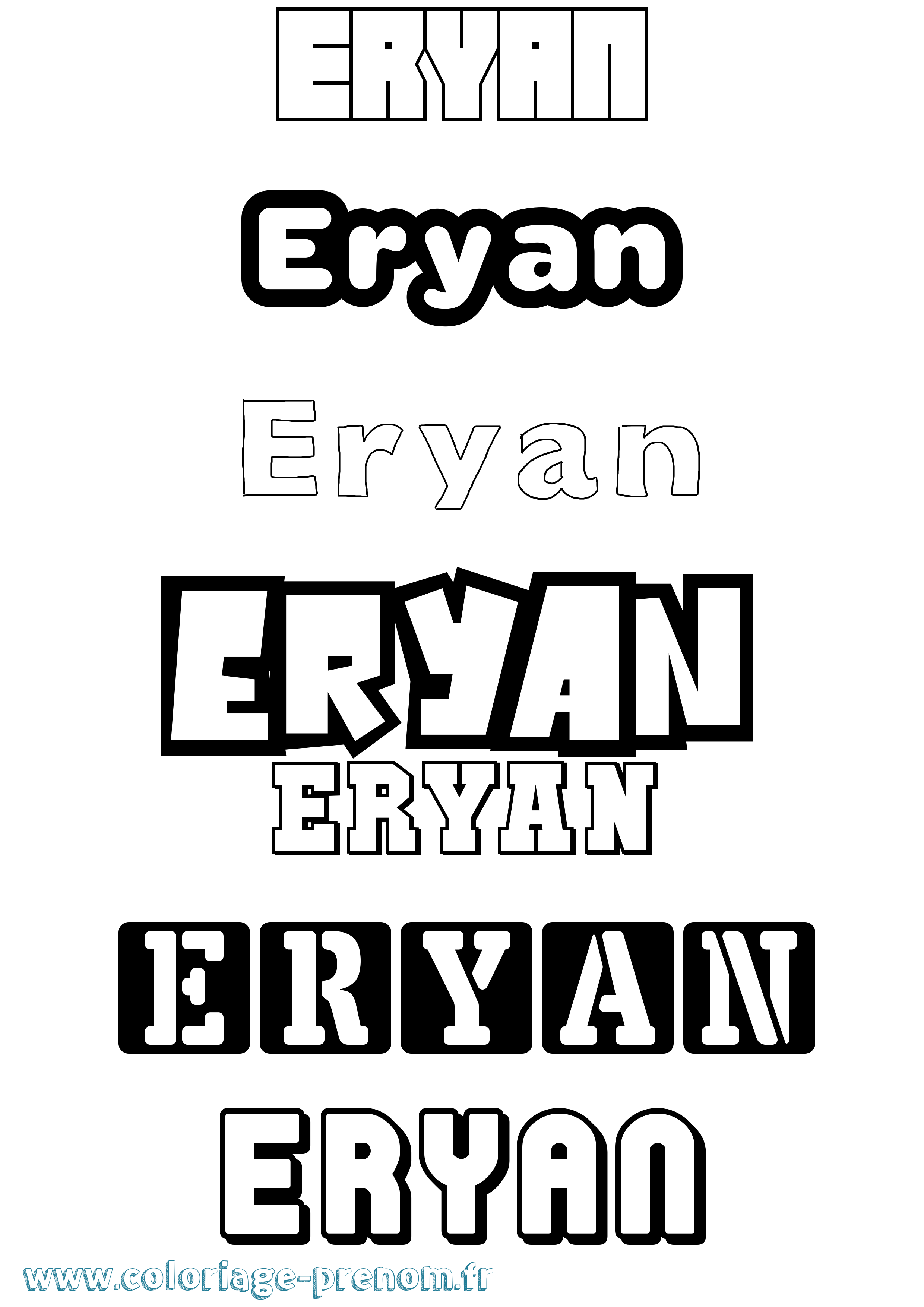 Coloriage Eryan Simple Coloriage prénom Eryan Simple
