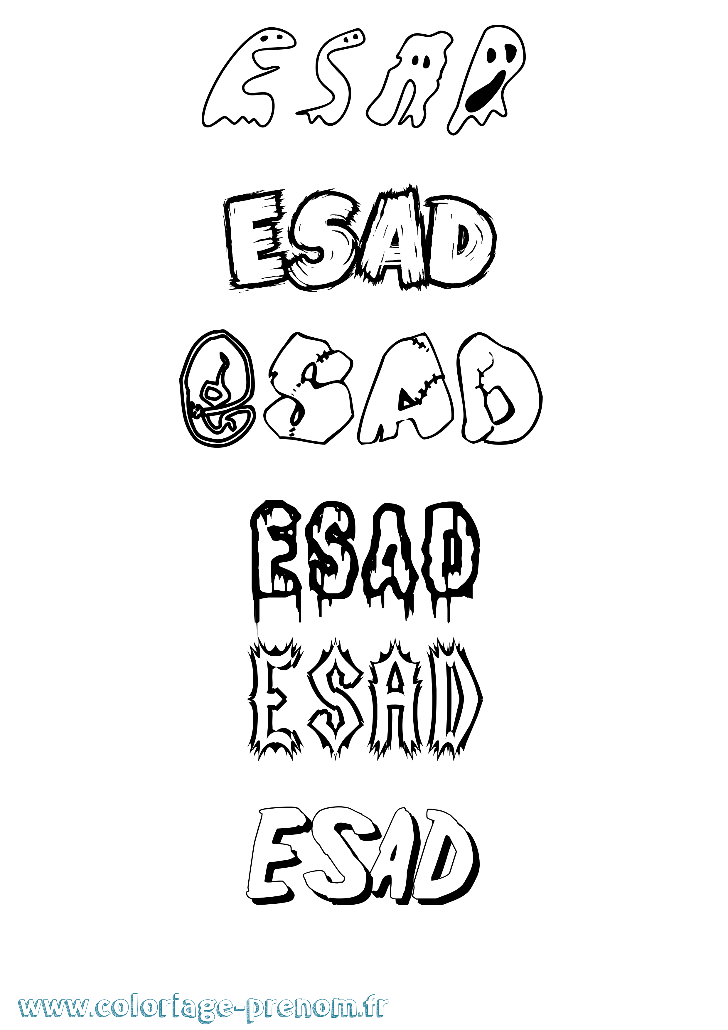 Coloriage prénom Esad Frisson