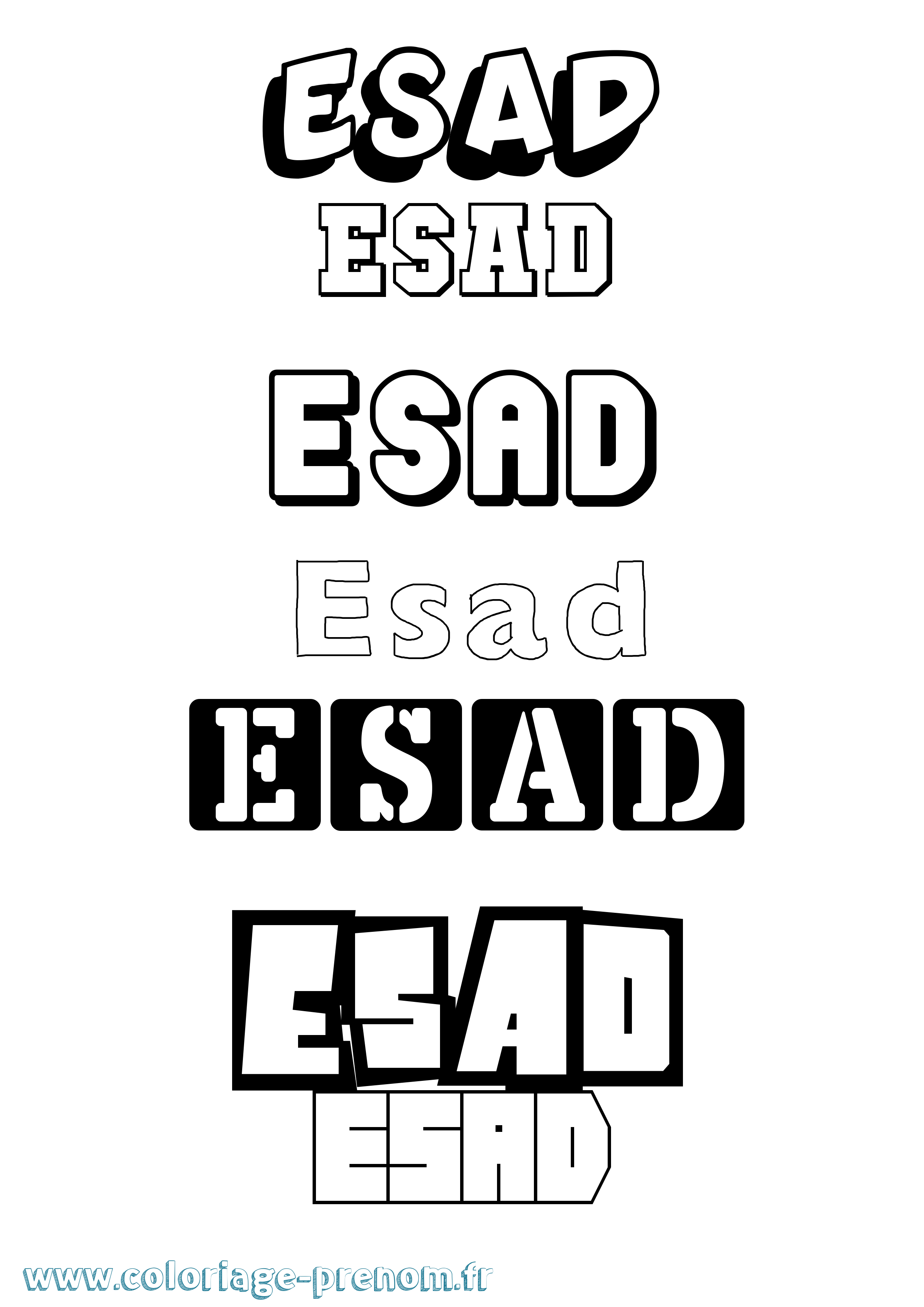 Coloriage prénom Esad Simple