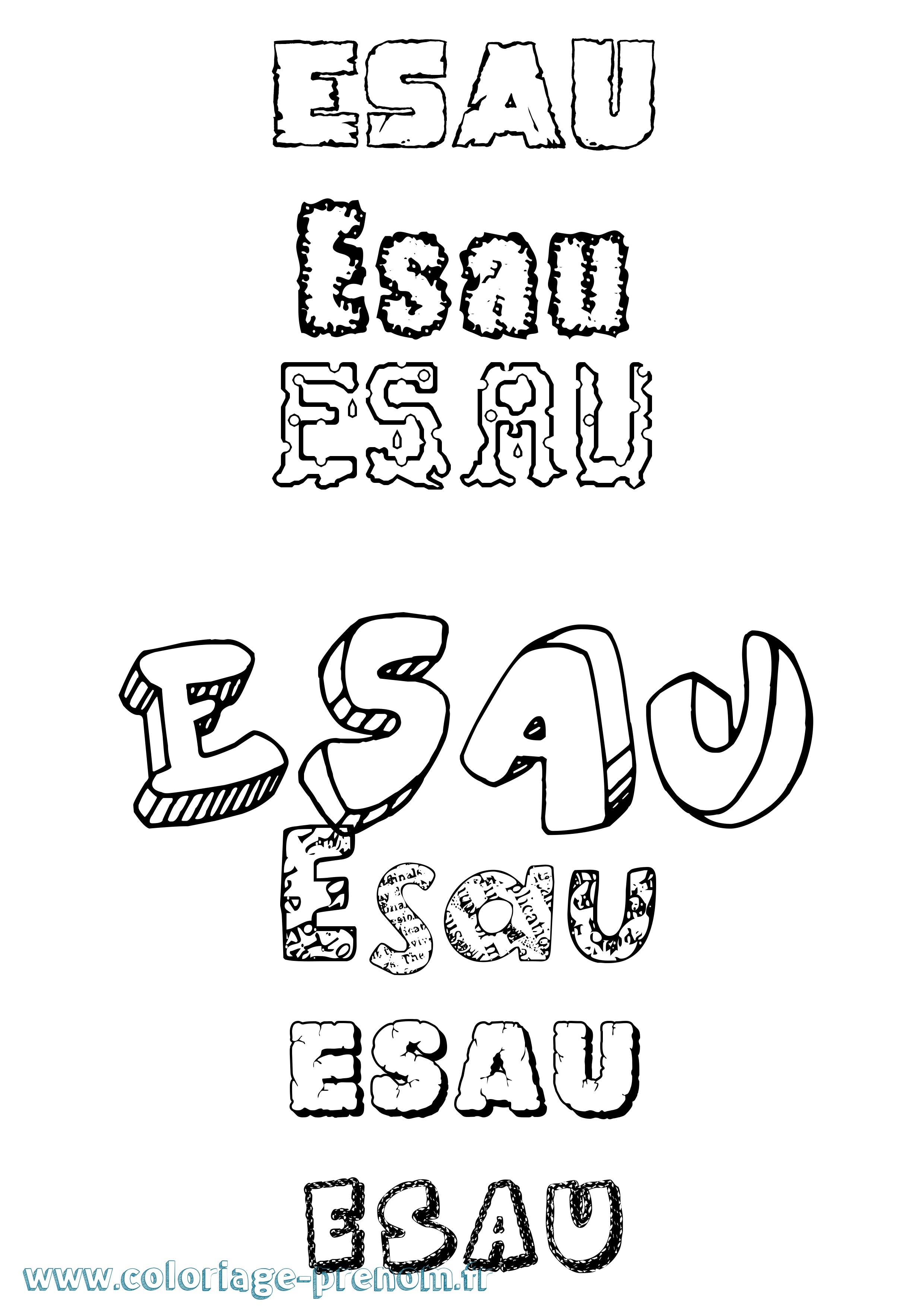 Coloriage prénom Esau Destructuré