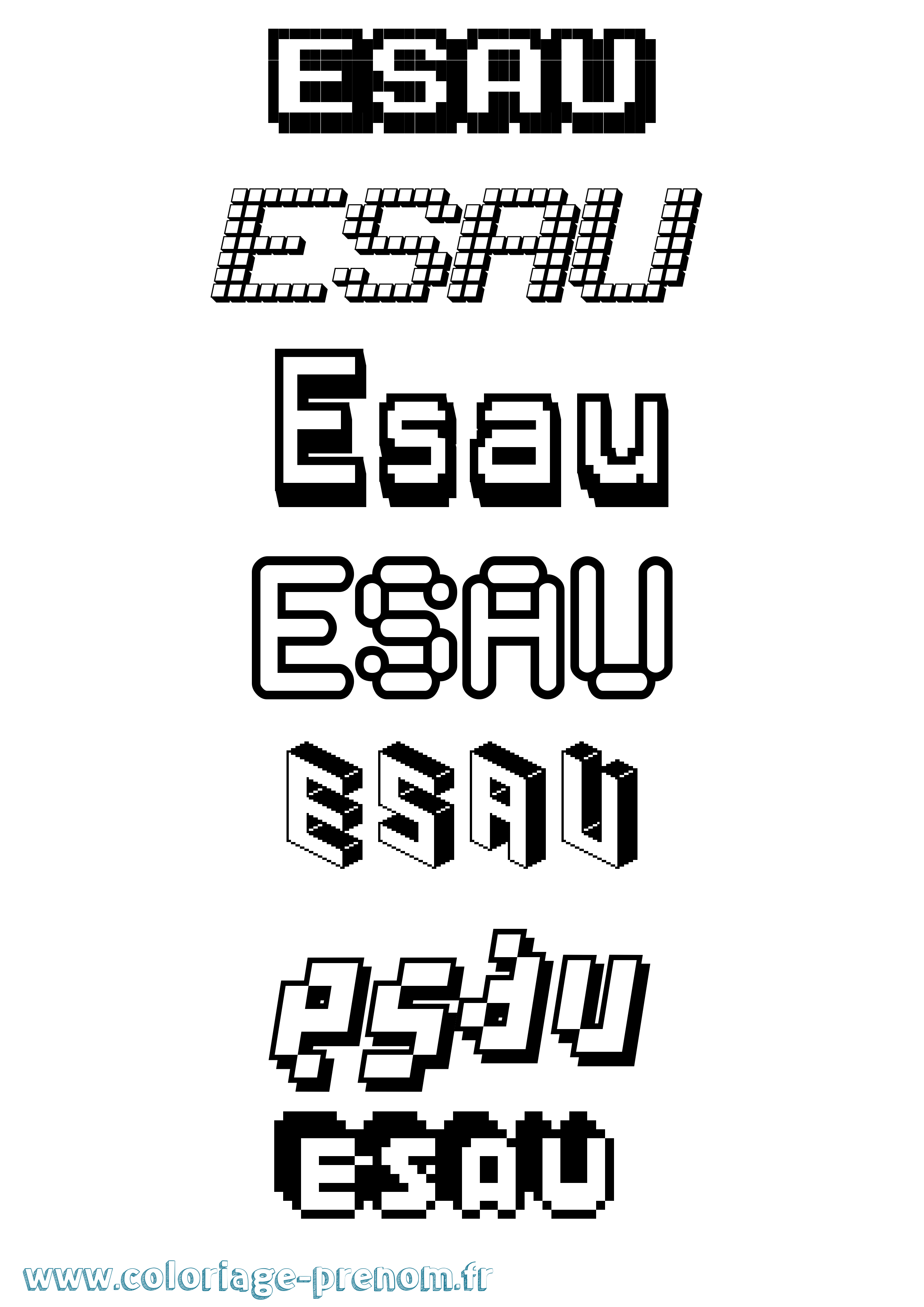 Coloriage prénom Esau Pixel