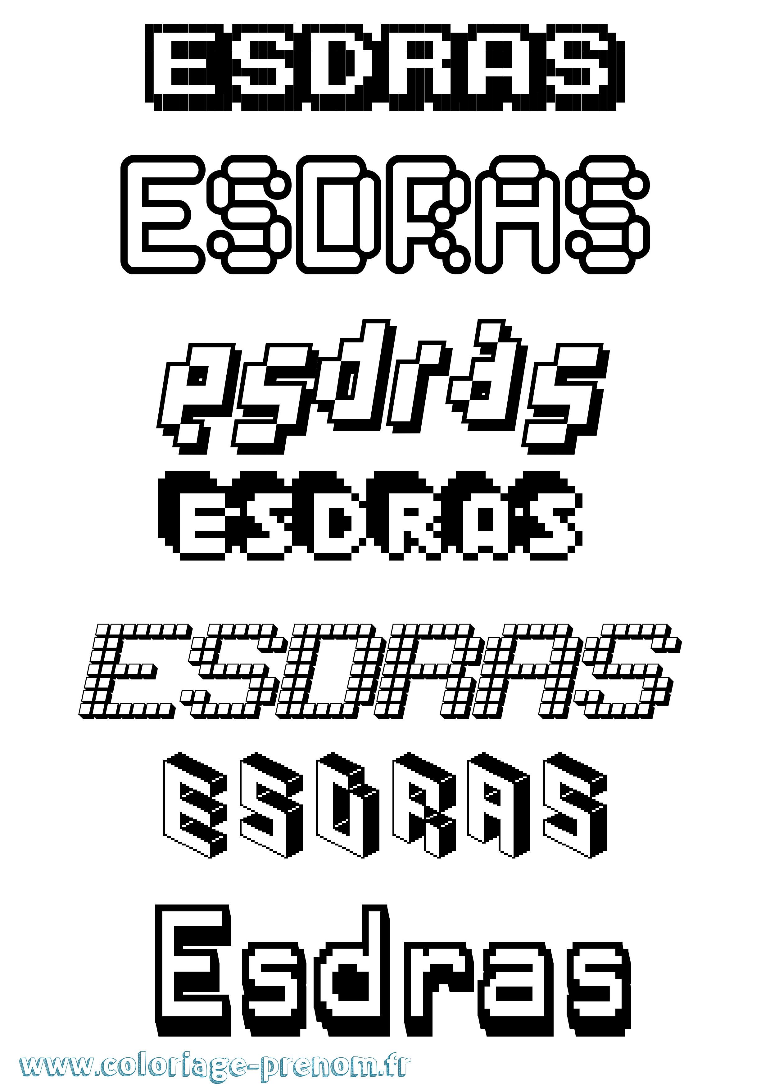 Coloriage prénom Esdras Pixel