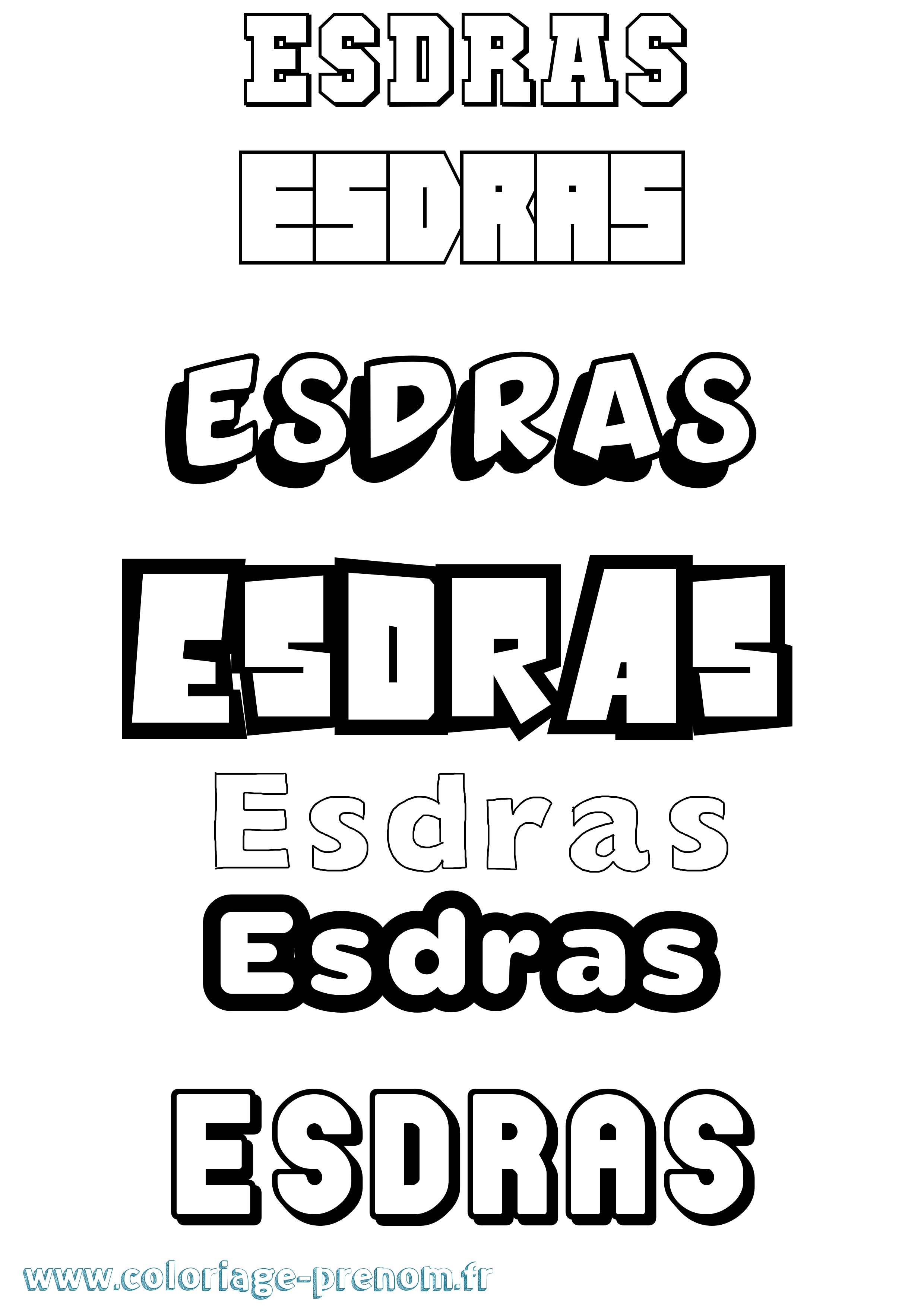 Coloriage prénom Esdras Simple