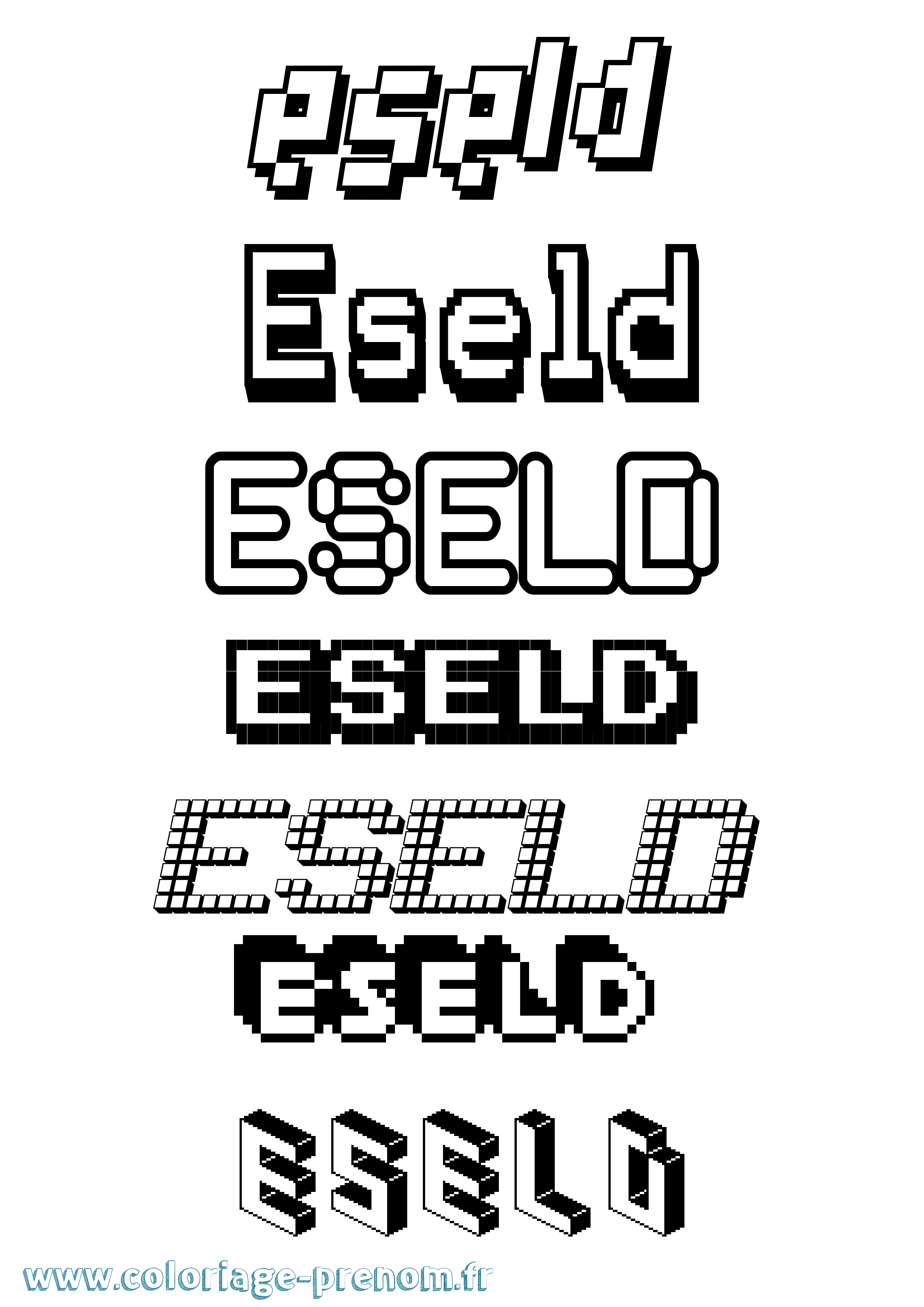 Coloriage prénom Eseld Pixel