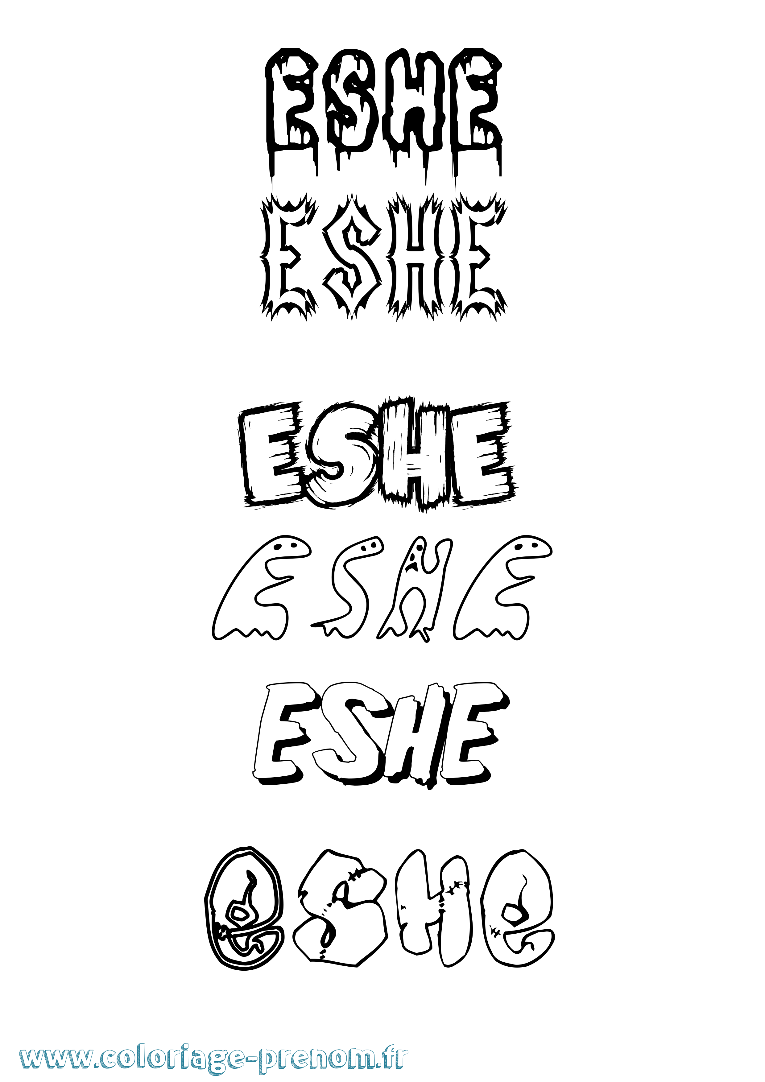 Coloriage prénom Eshe Frisson