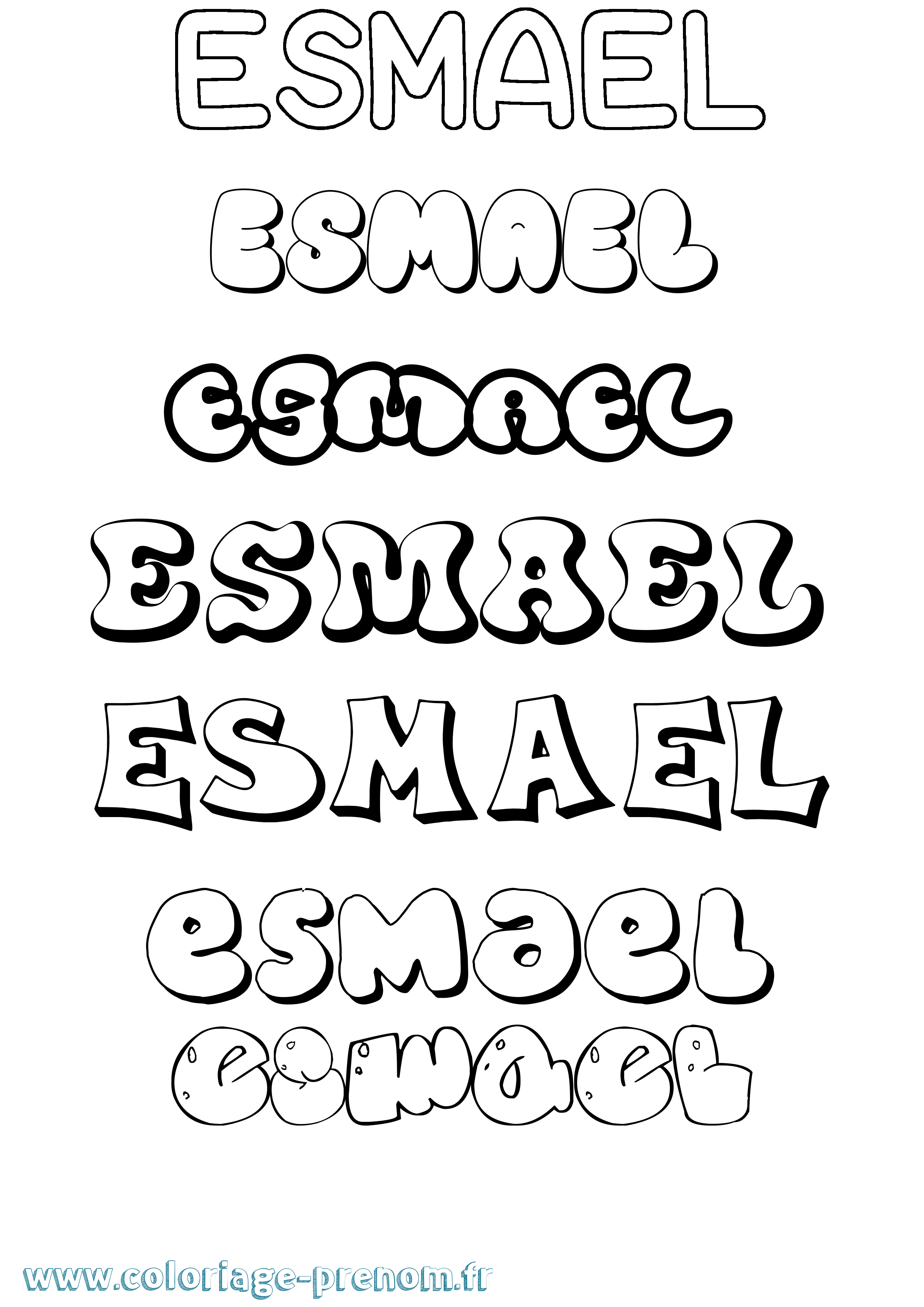 Coloriage prénom Esmael Bubble