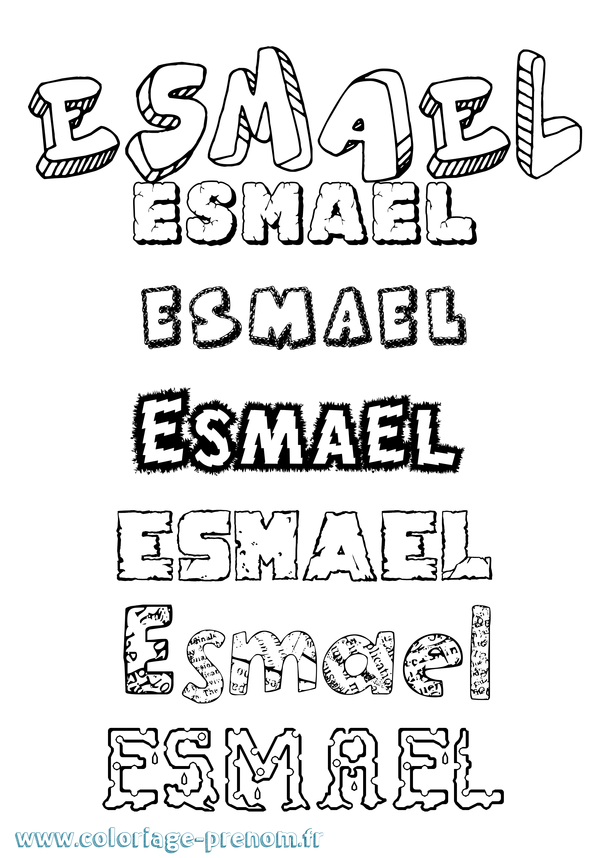 Coloriage prénom Esmael Destructuré