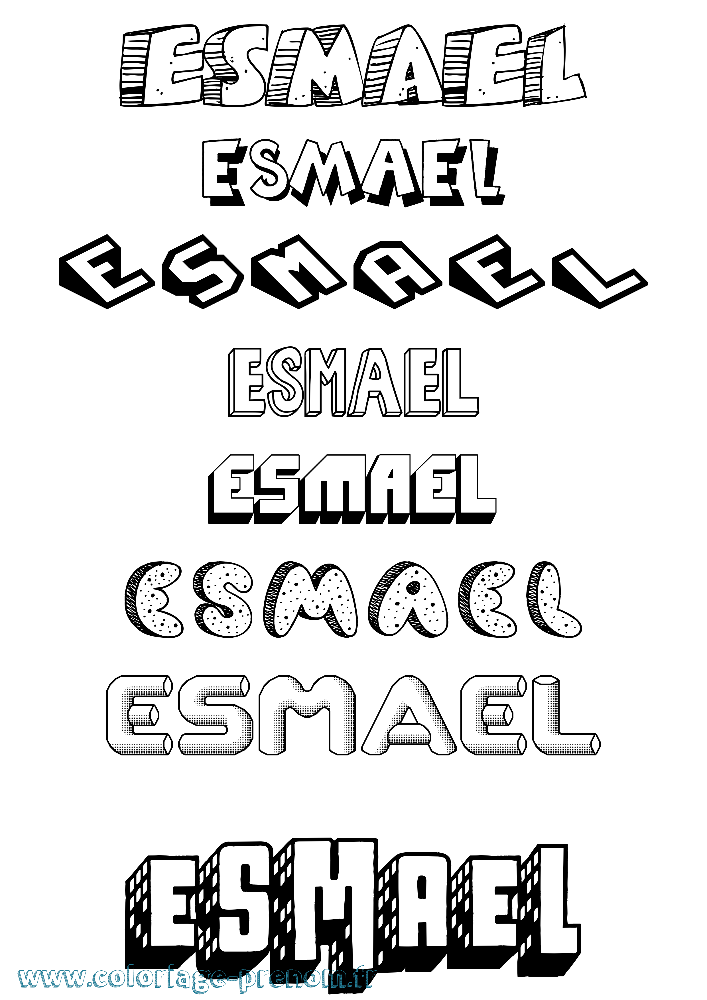 Coloriage prénom Esmael Effet 3D