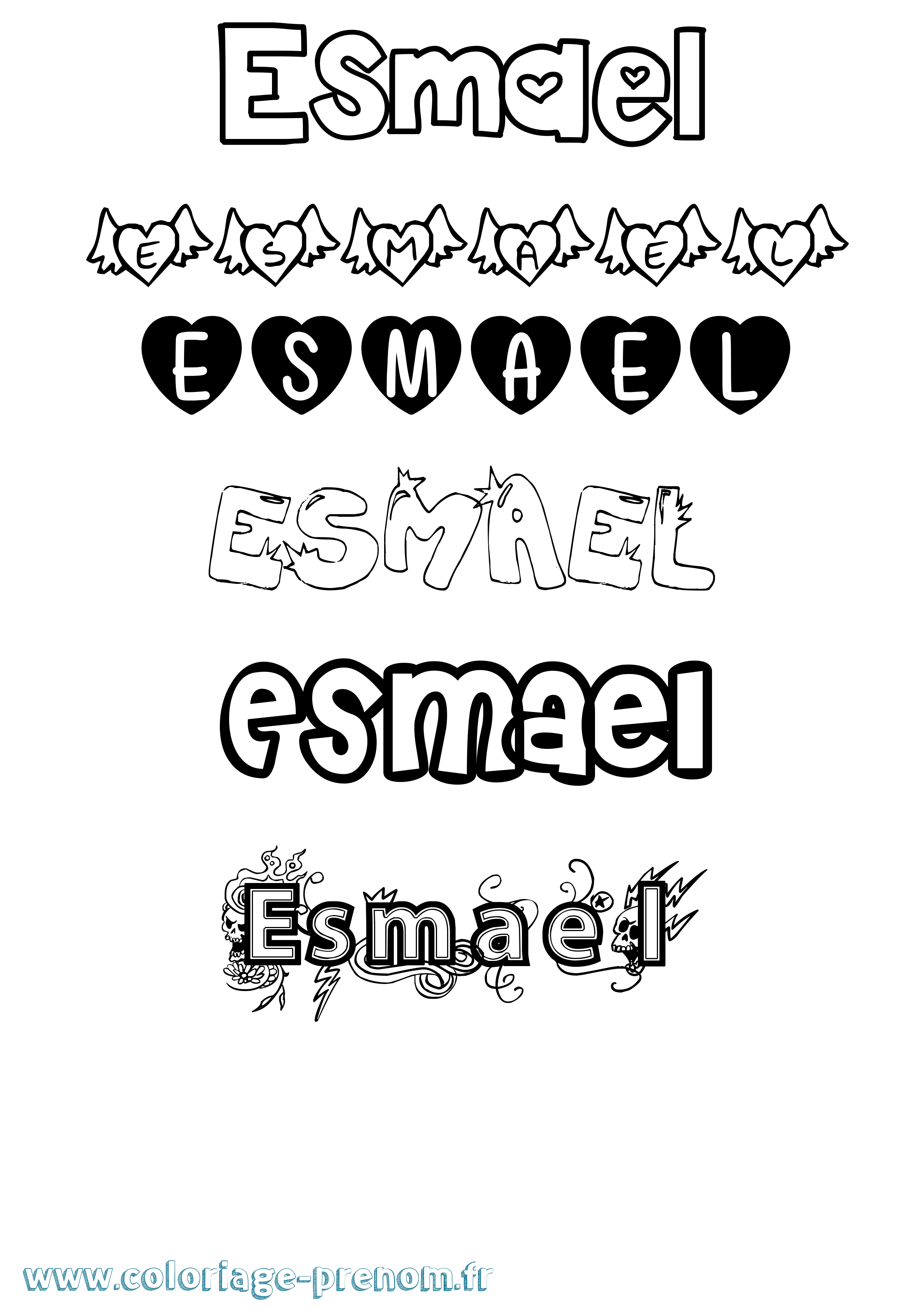 Coloriage prénom Esmael Girly