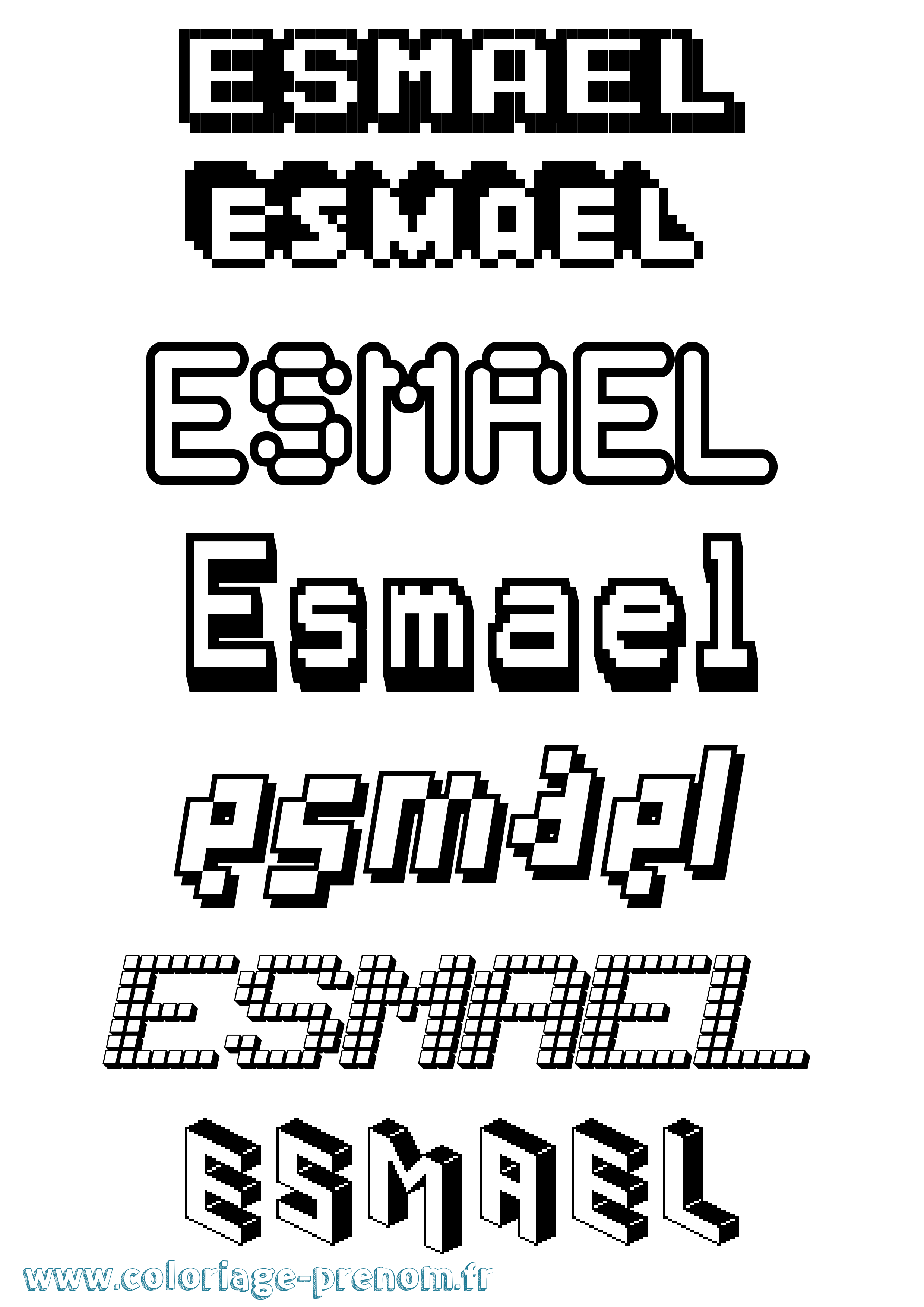 Coloriage prénom Esmael Pixel
