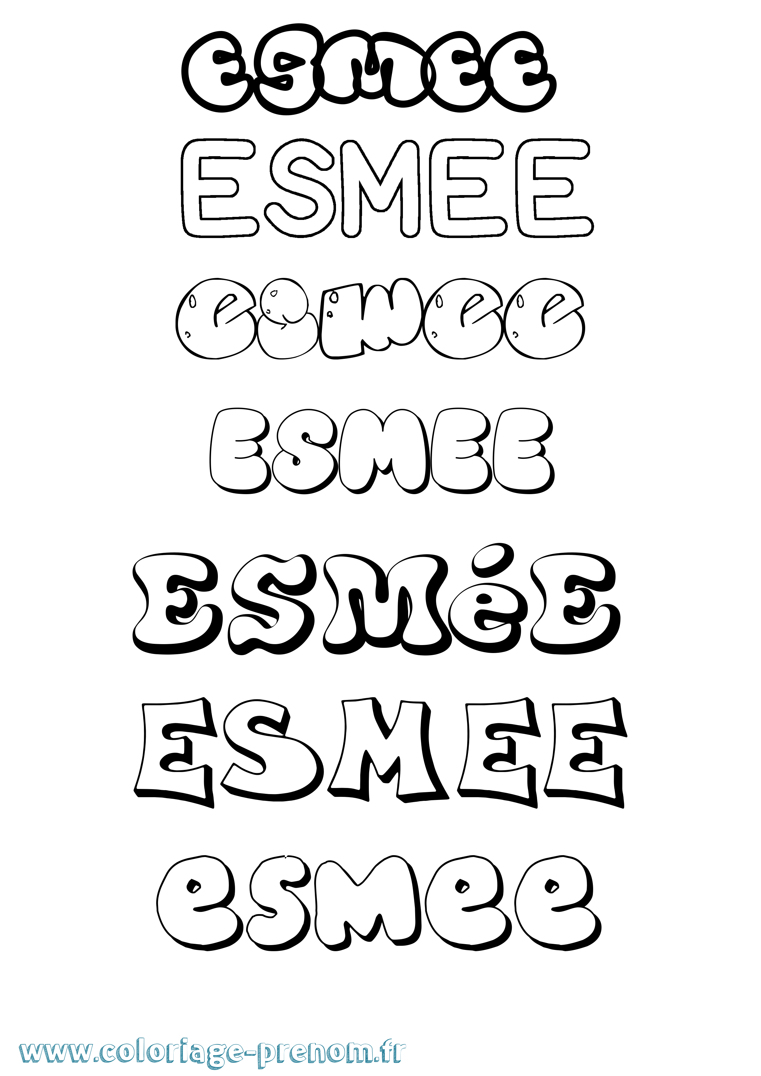 Coloriage prénom Esmée Bubble
