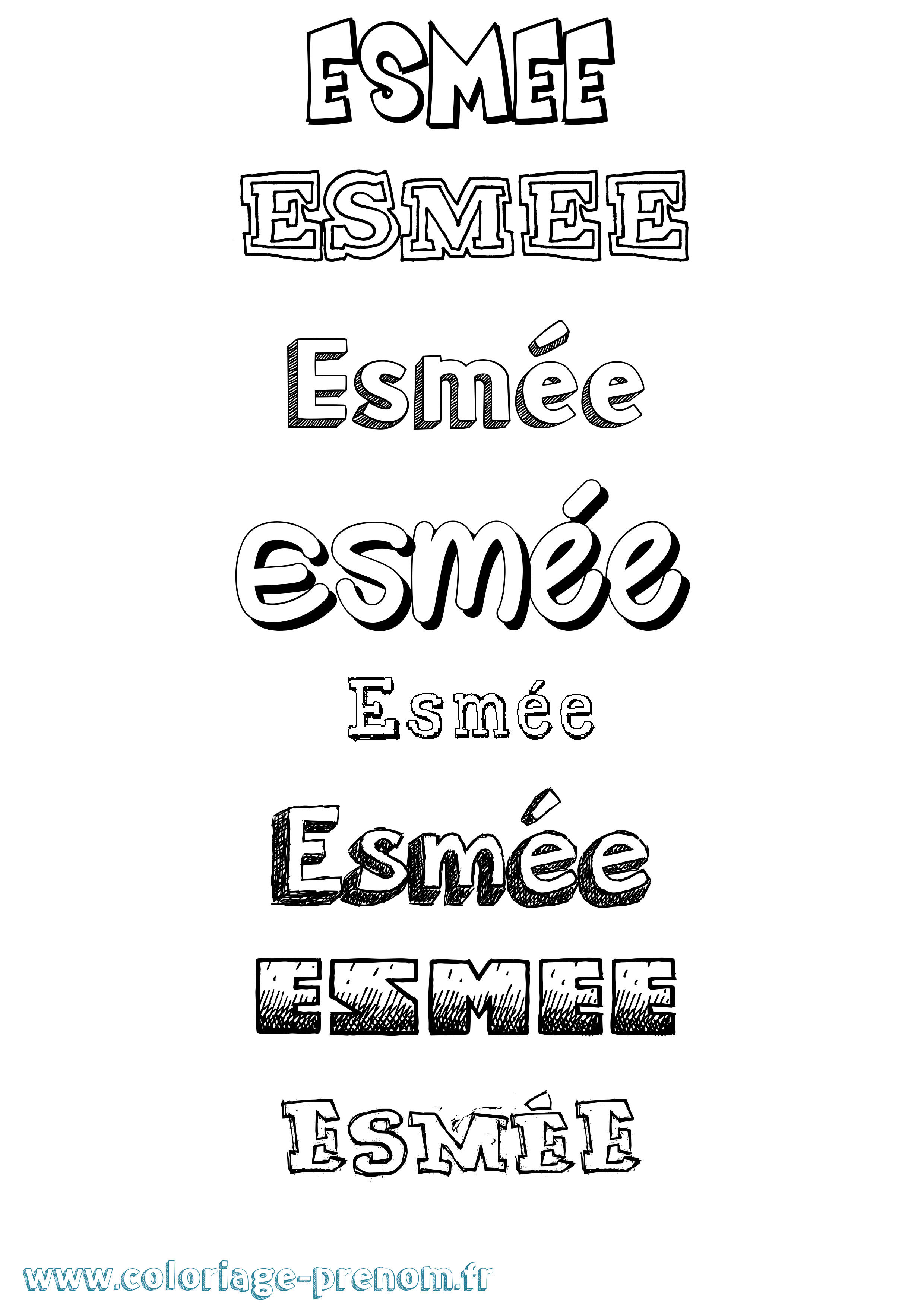 Coloriage prénom Esmée Dessiné