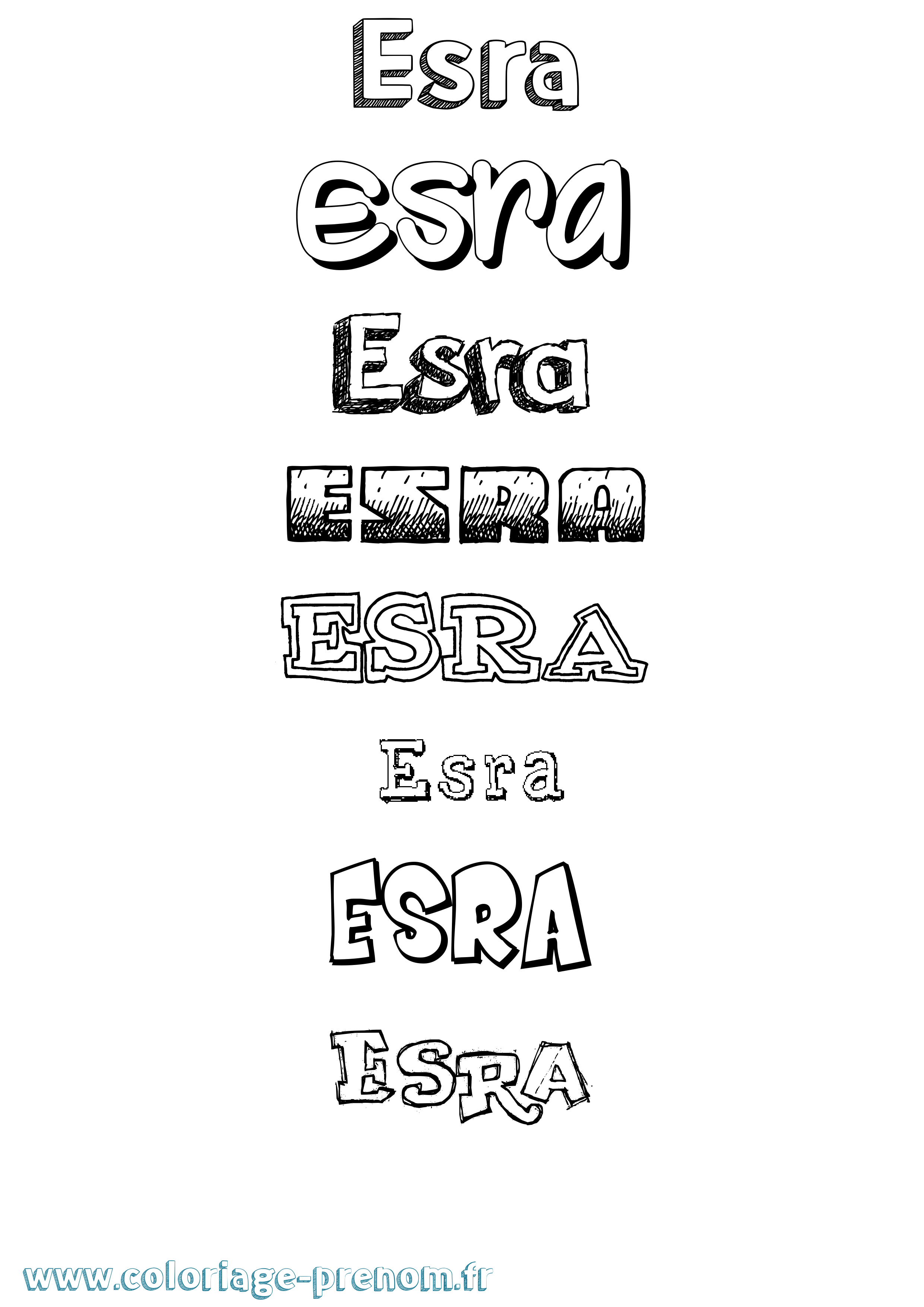 Coloriage prénom Esra Dessiné