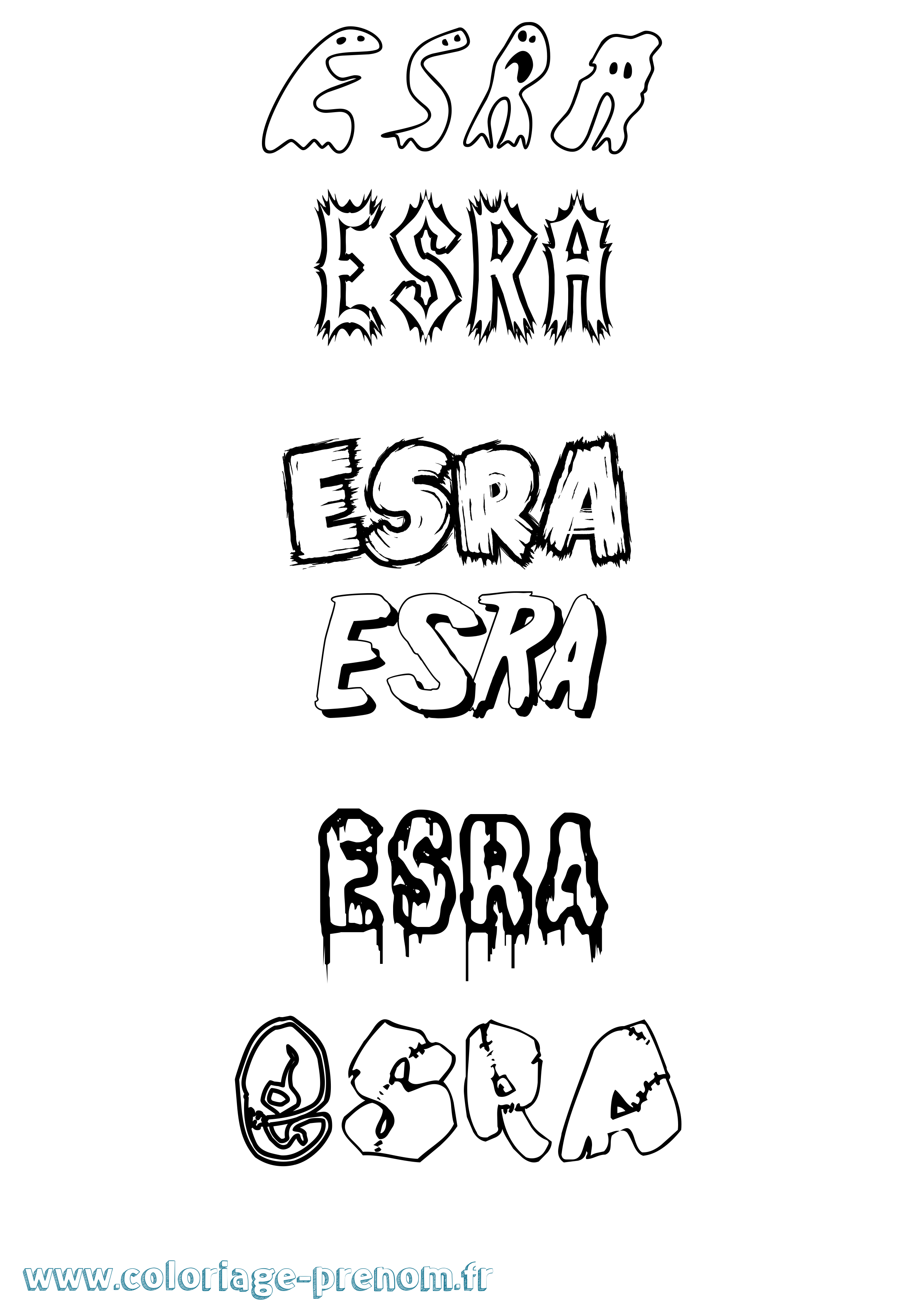 Coloriage prénom Esra Frisson