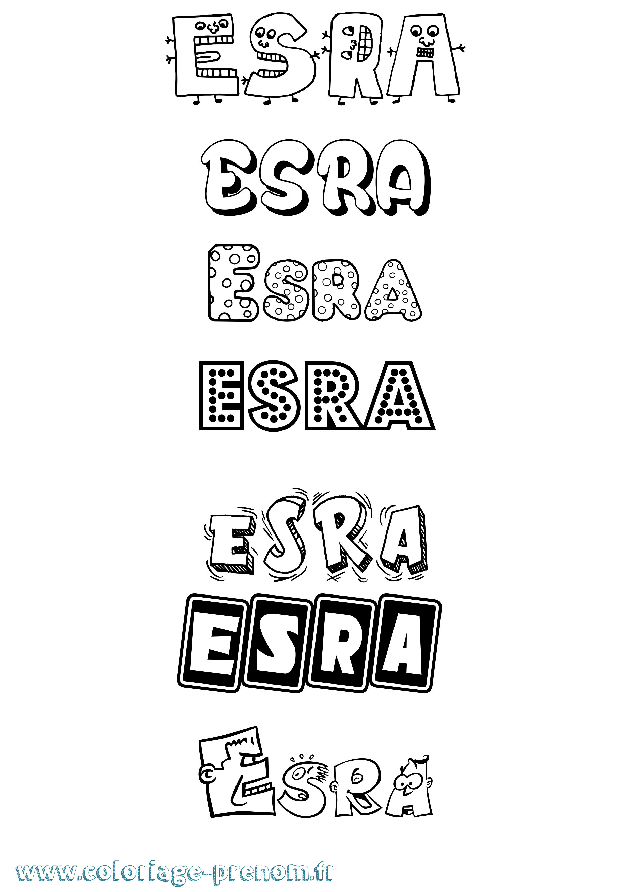 Coloriage prénom Esra Fun
