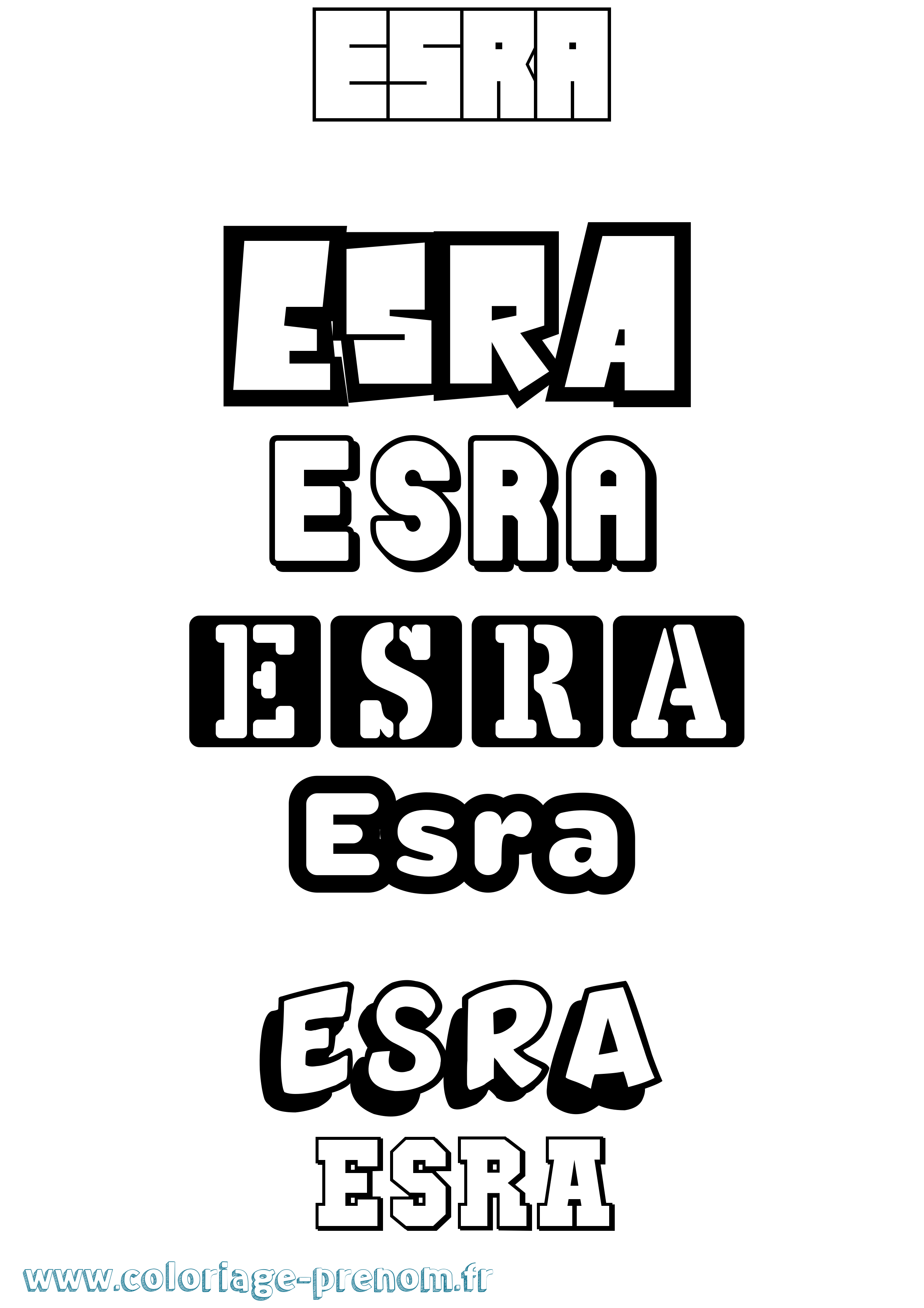 Coloriage prénom Esra Simple