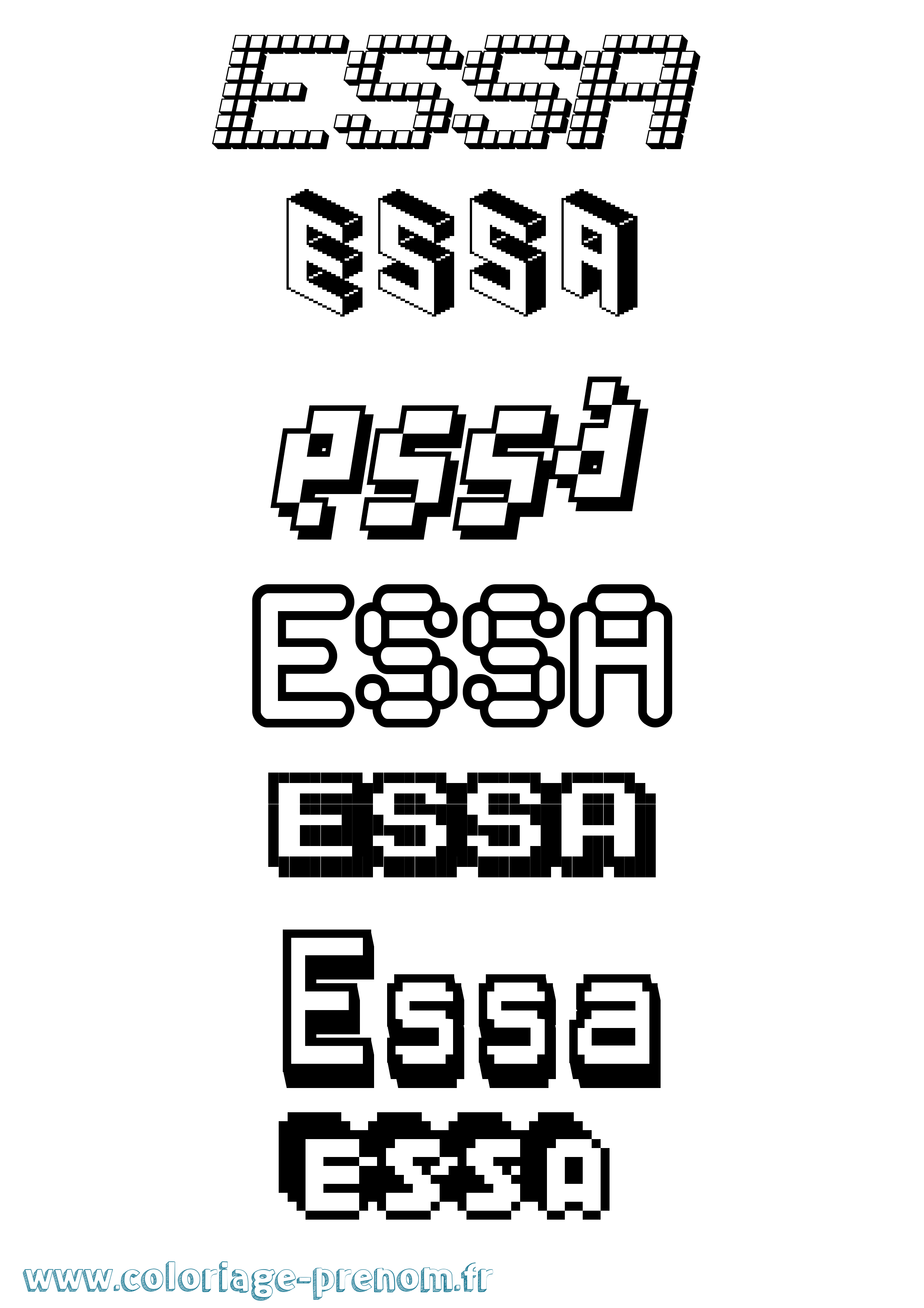 Coloriage prénom Essa Pixel