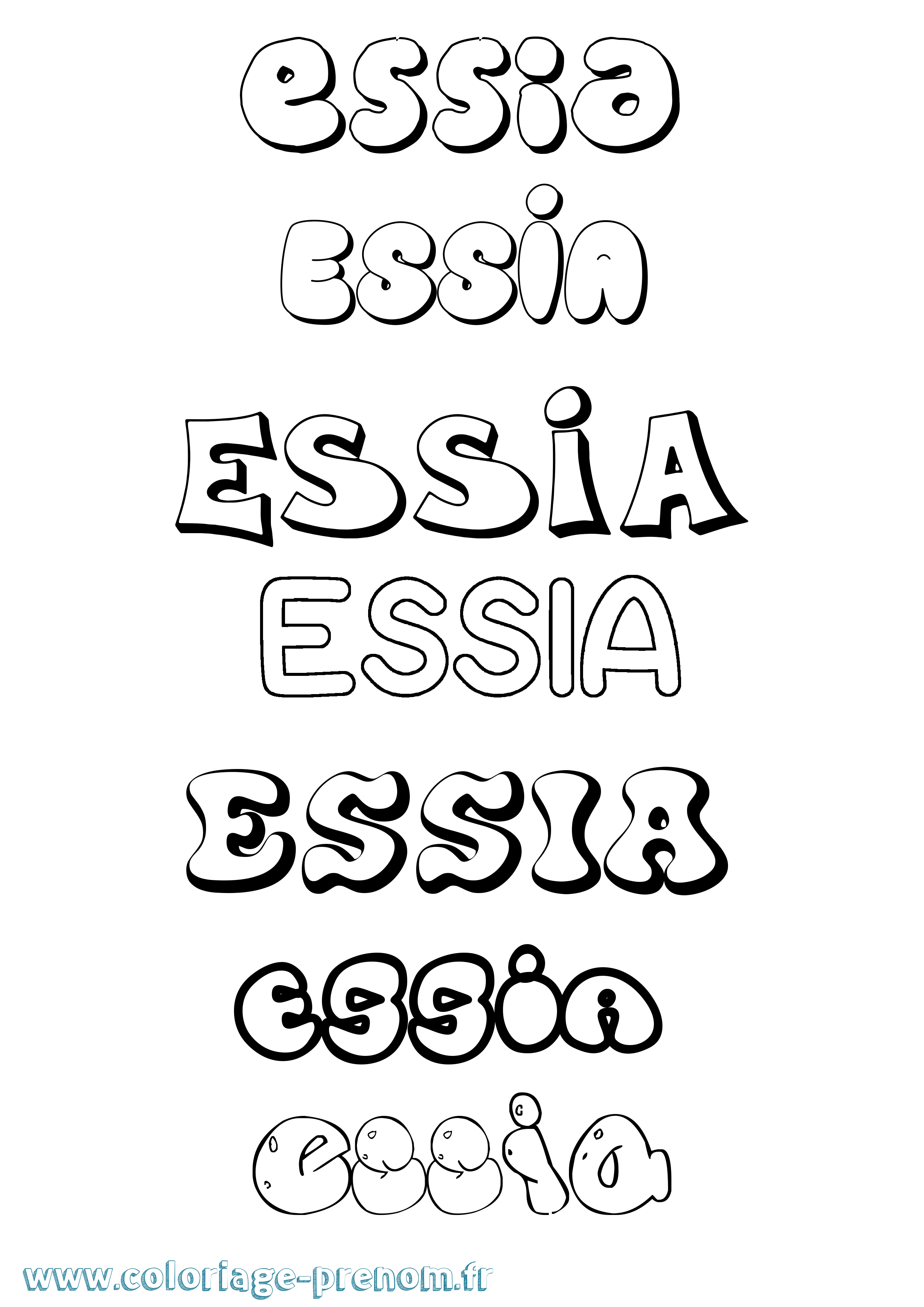 Coloriage prénom Essia Bubble