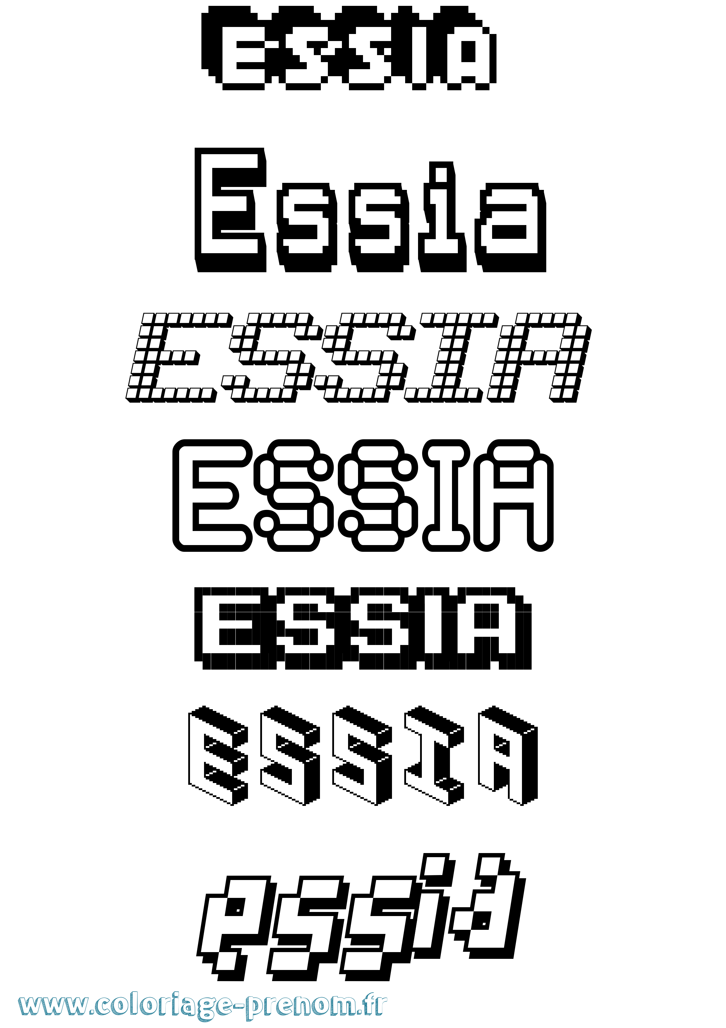 Coloriage prénom Essia Pixel