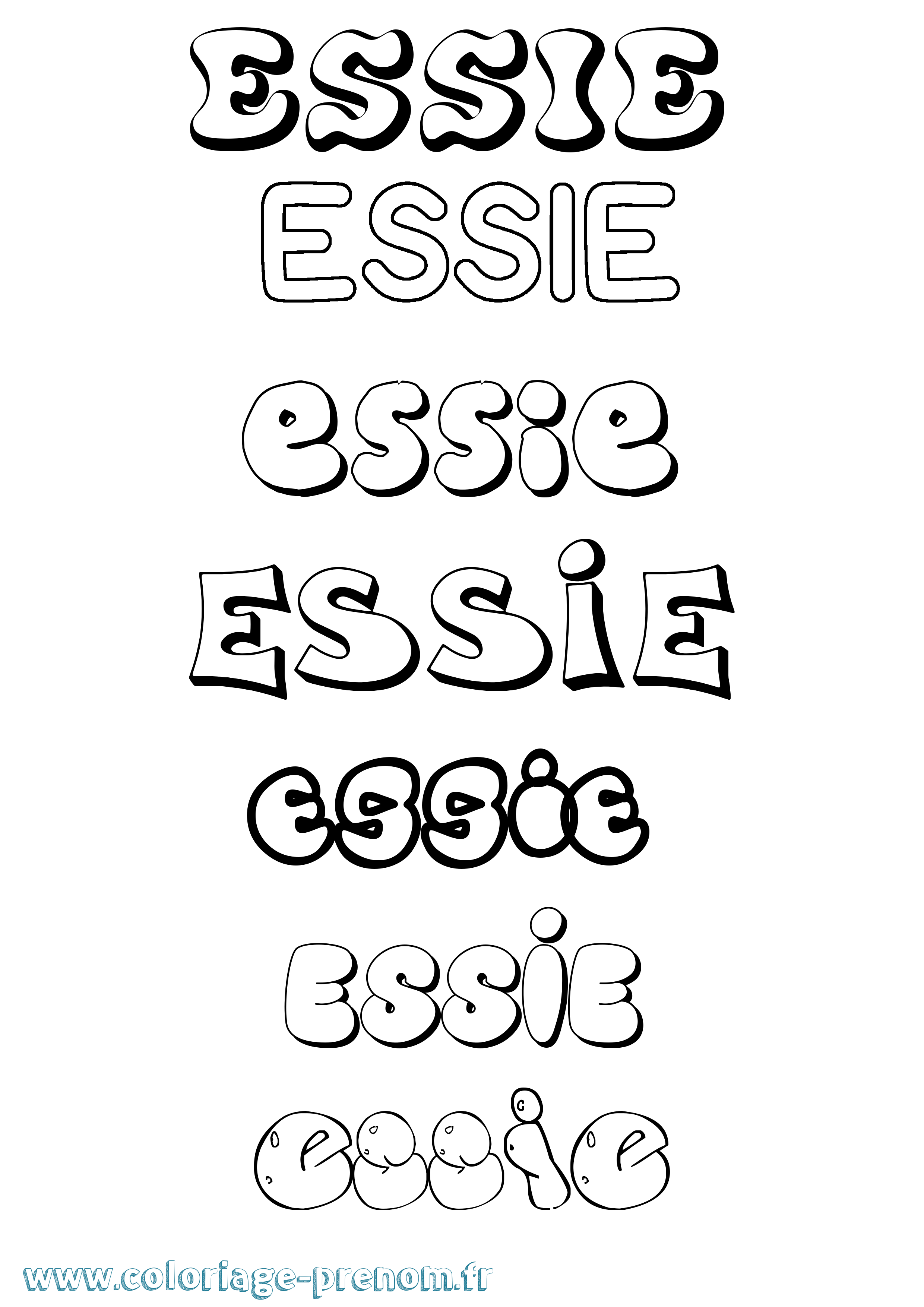 Coloriage prénom Essie Bubble