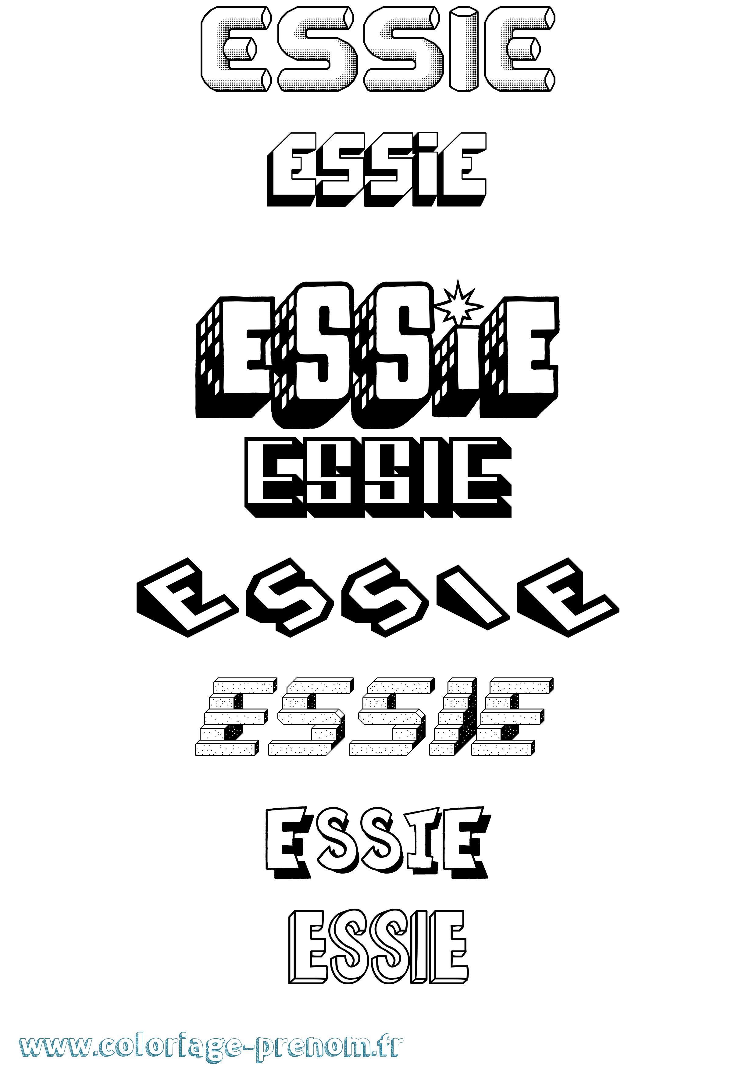 Coloriage prénom Essie Effet 3D