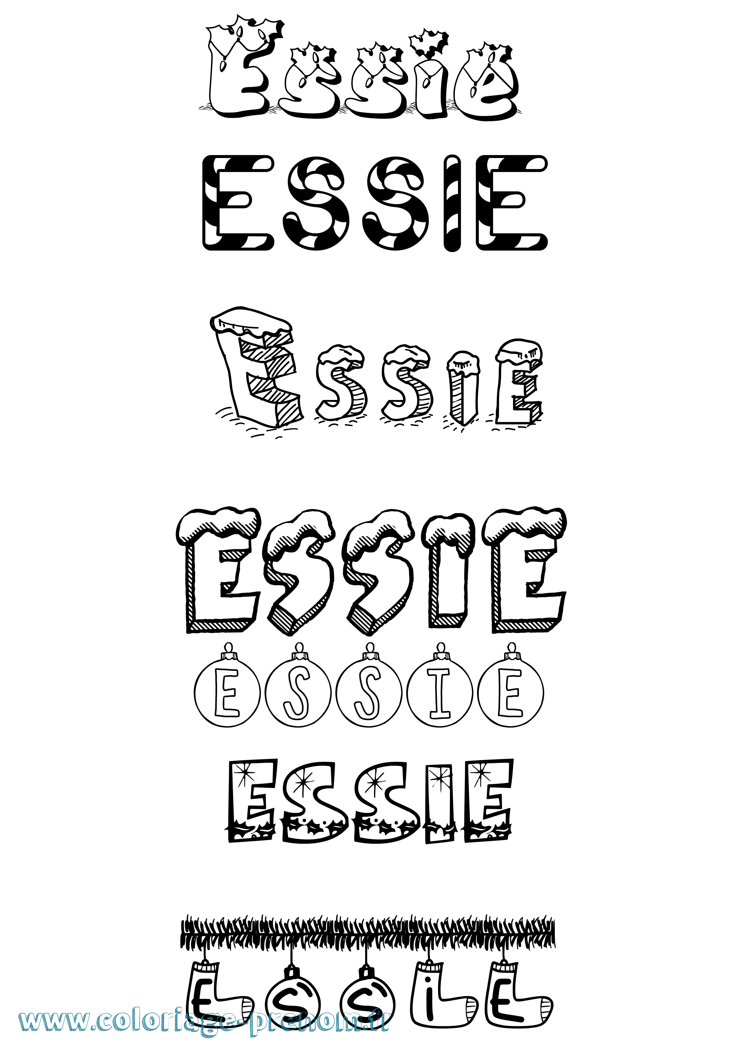 Coloriage prénom Essie Noël