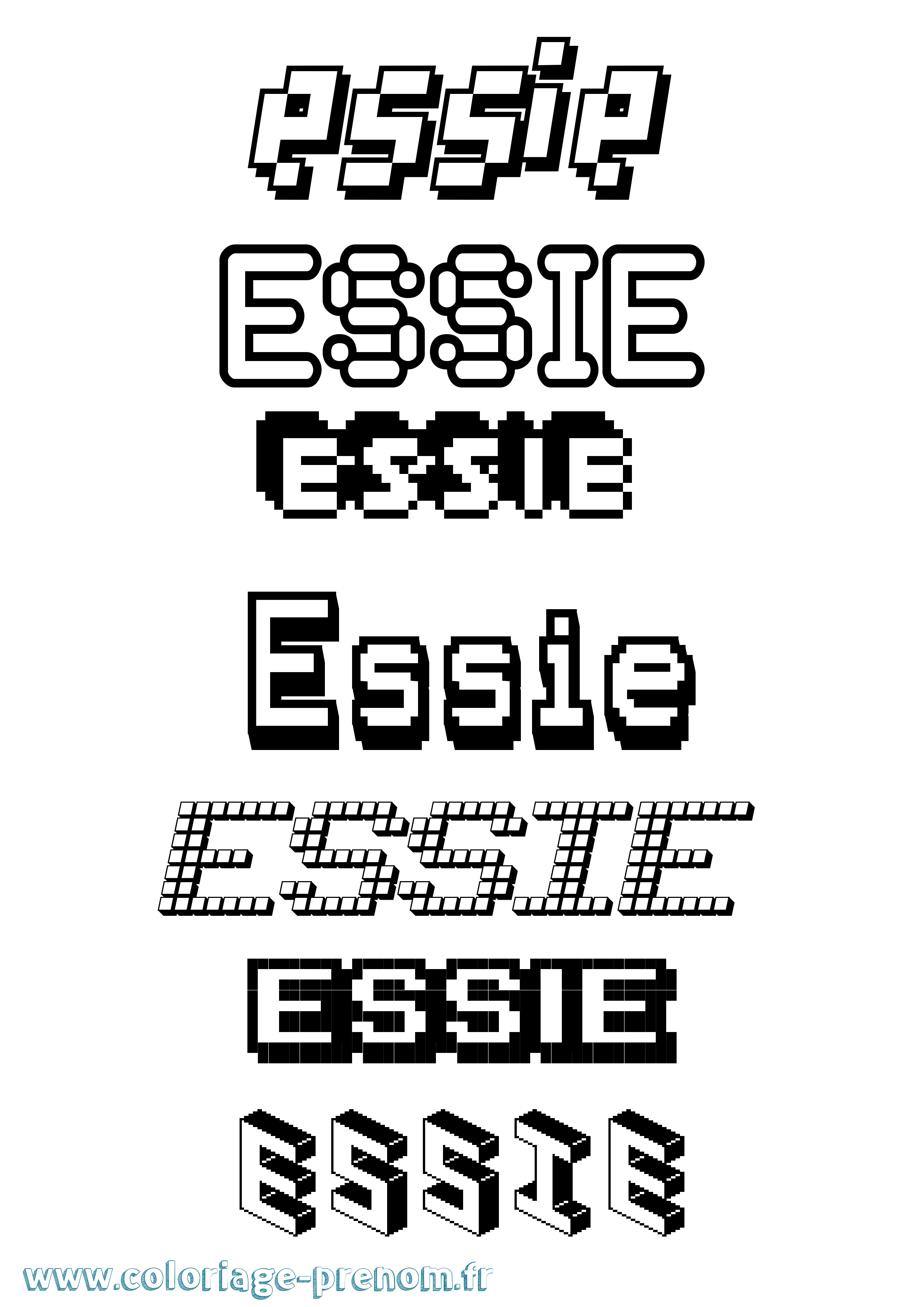 Coloriage prénom Essie Pixel
