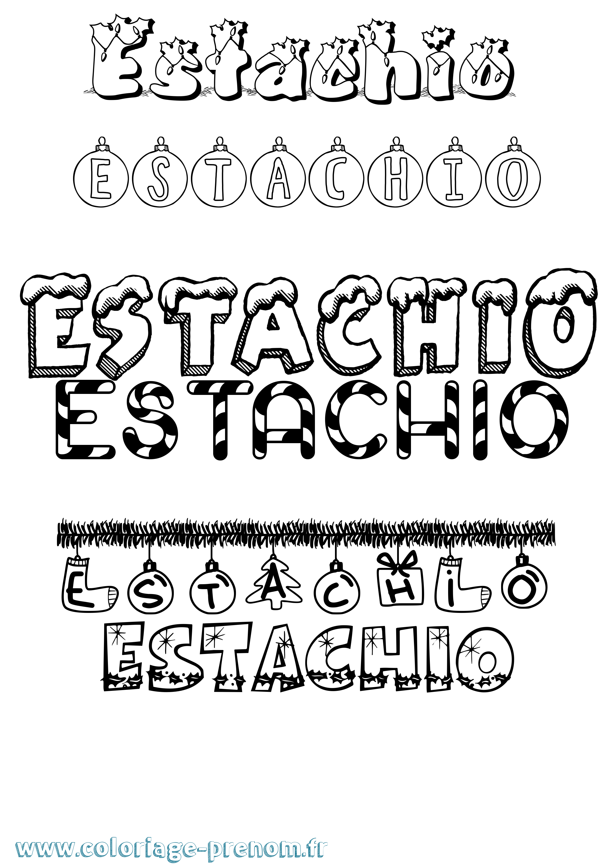Coloriage prénom Estachio Noël