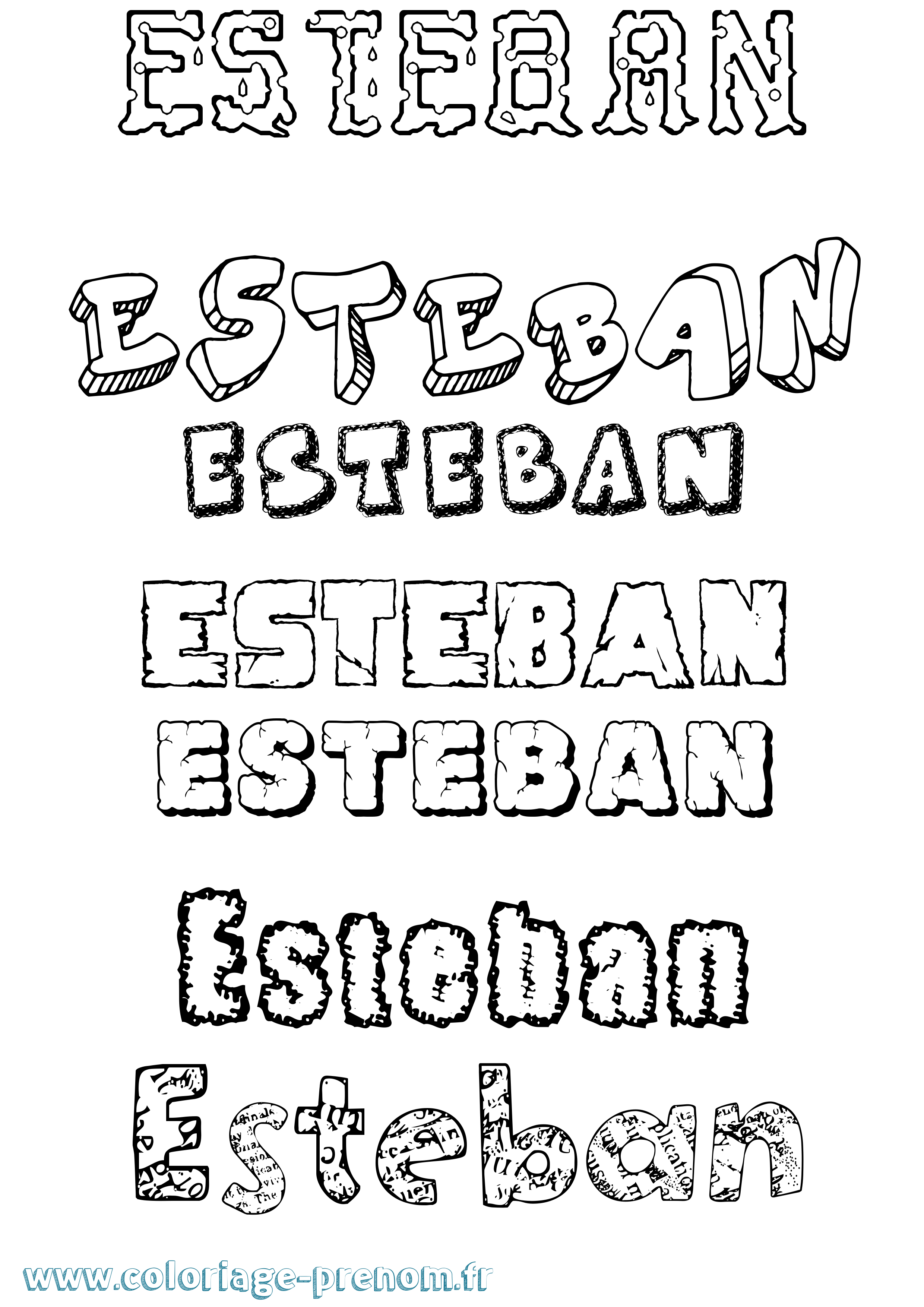 Coloriage prénom Esteban