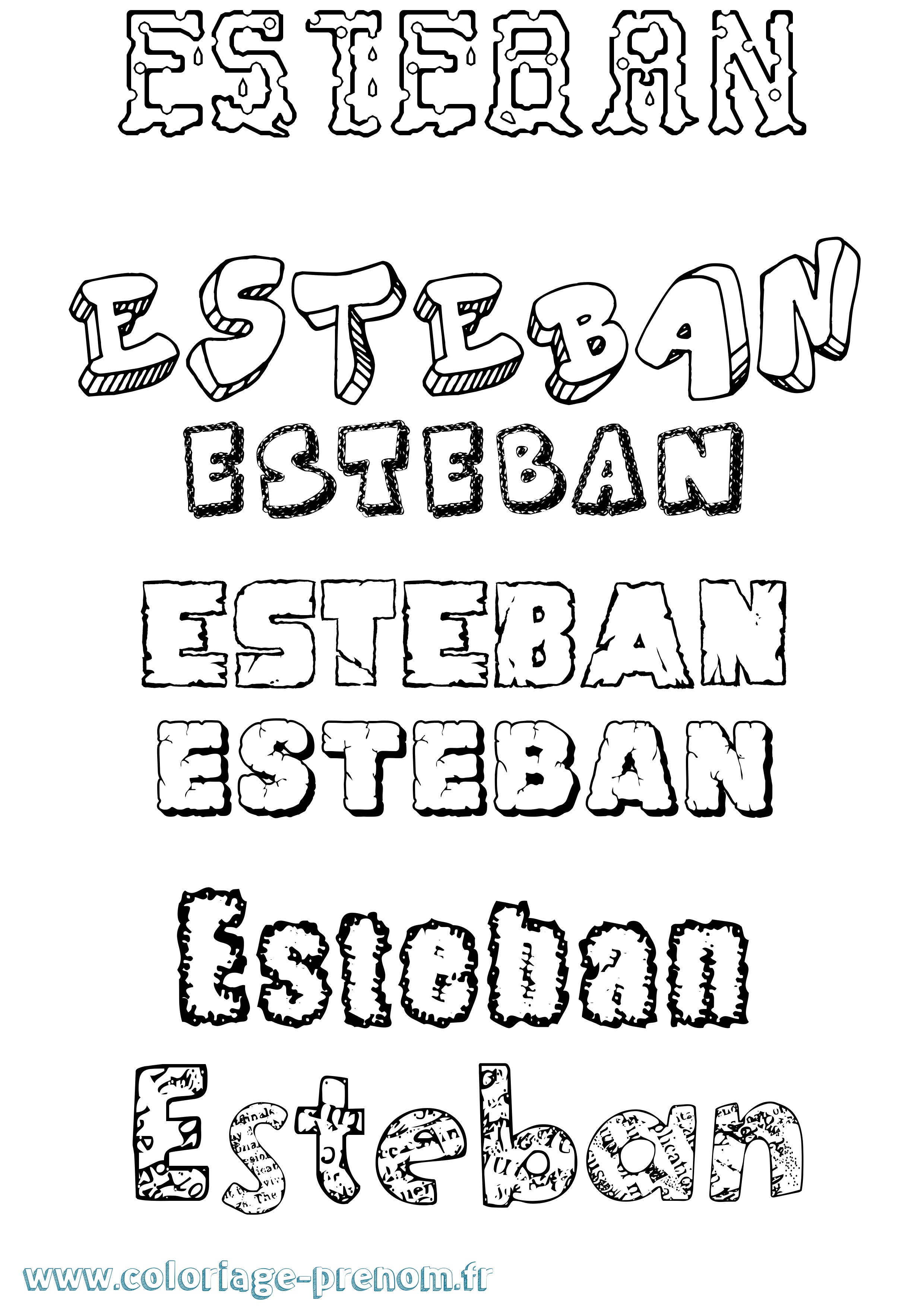 Coloriage Esteban Coloriage prénom Esteban