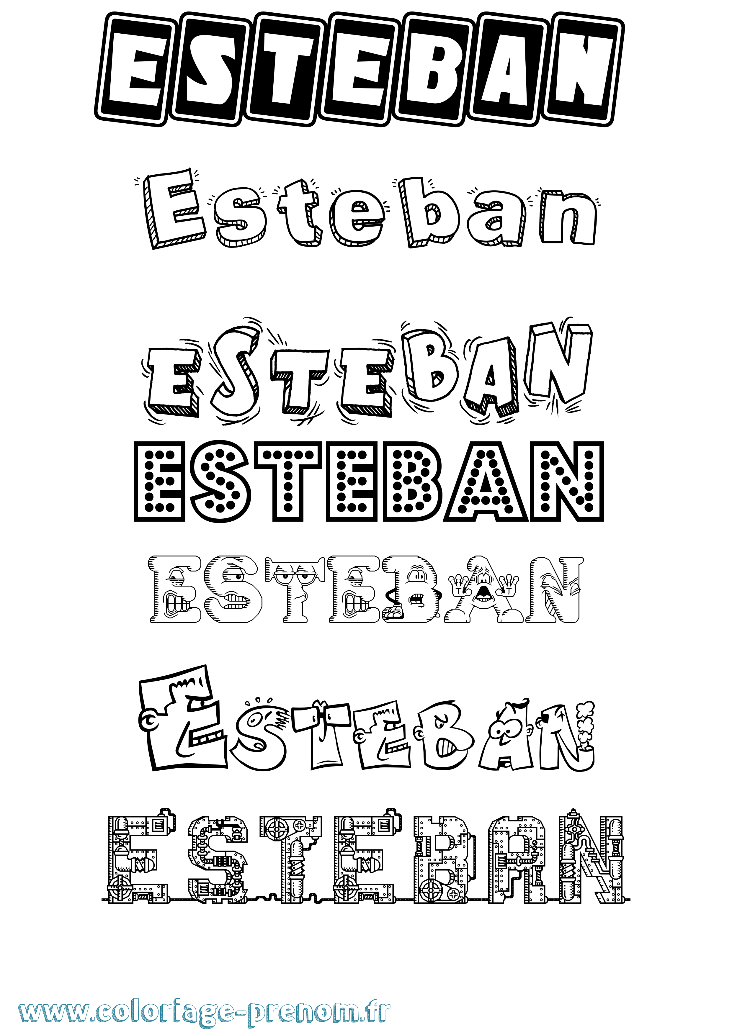 Coloriage Esteban Coloriage prénom Esteban