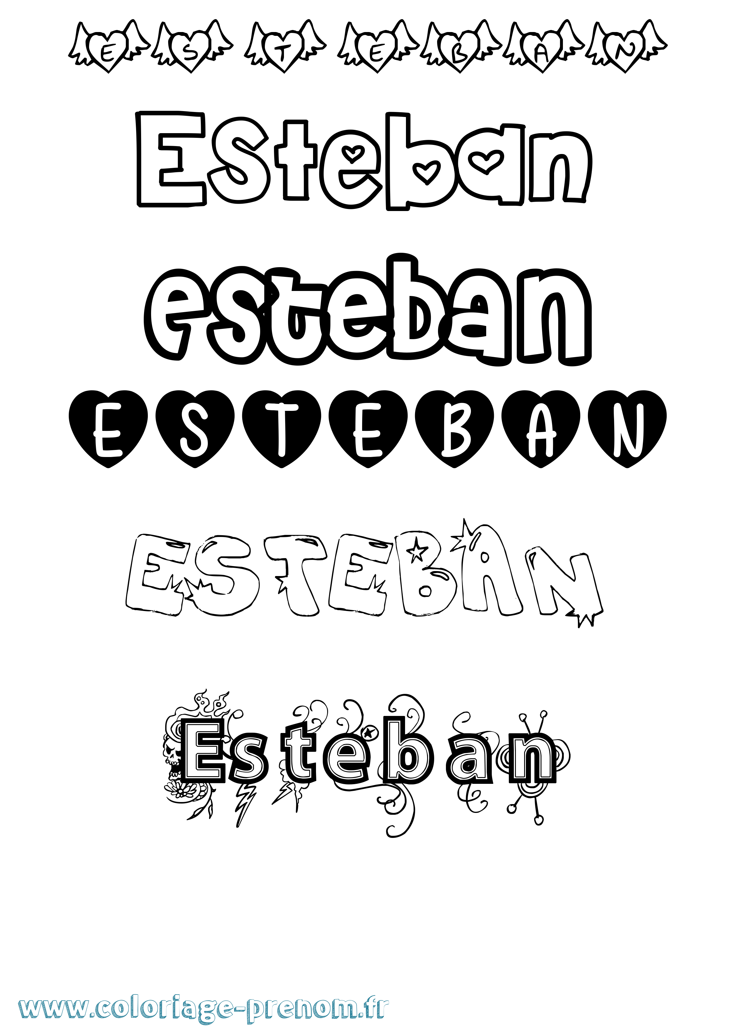 Coloriage Esteban Coloriage prénom Esteban